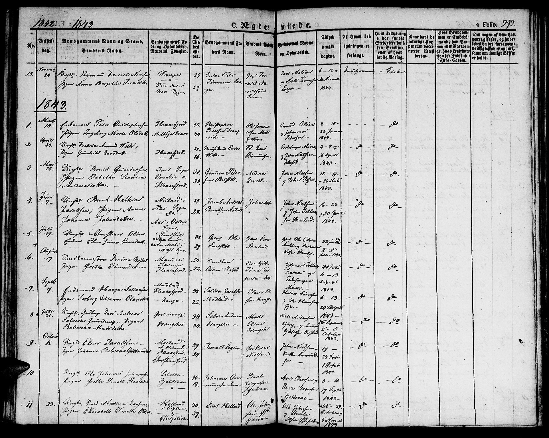 Flekkefjord sokneprestkontor, SAK/1111-0012/F/Fb/Fbc/L0004: Klokkerbok nr. B 4, 1827-1846, s. 292