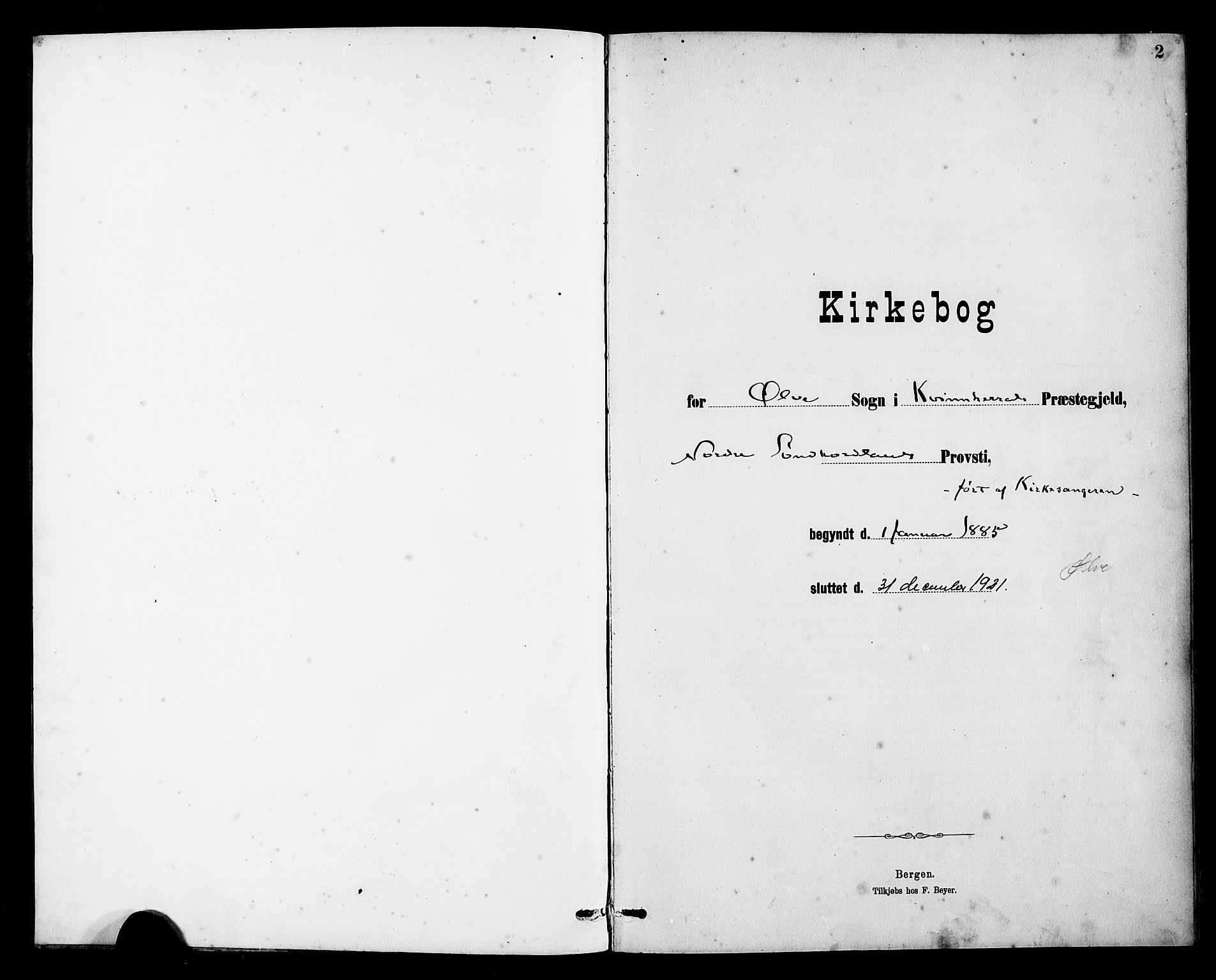 Kvinnherad sokneprestembete, SAB/A-76401/H/Hab: Klokkerbok nr. E 1, 1885-1921, s. 2