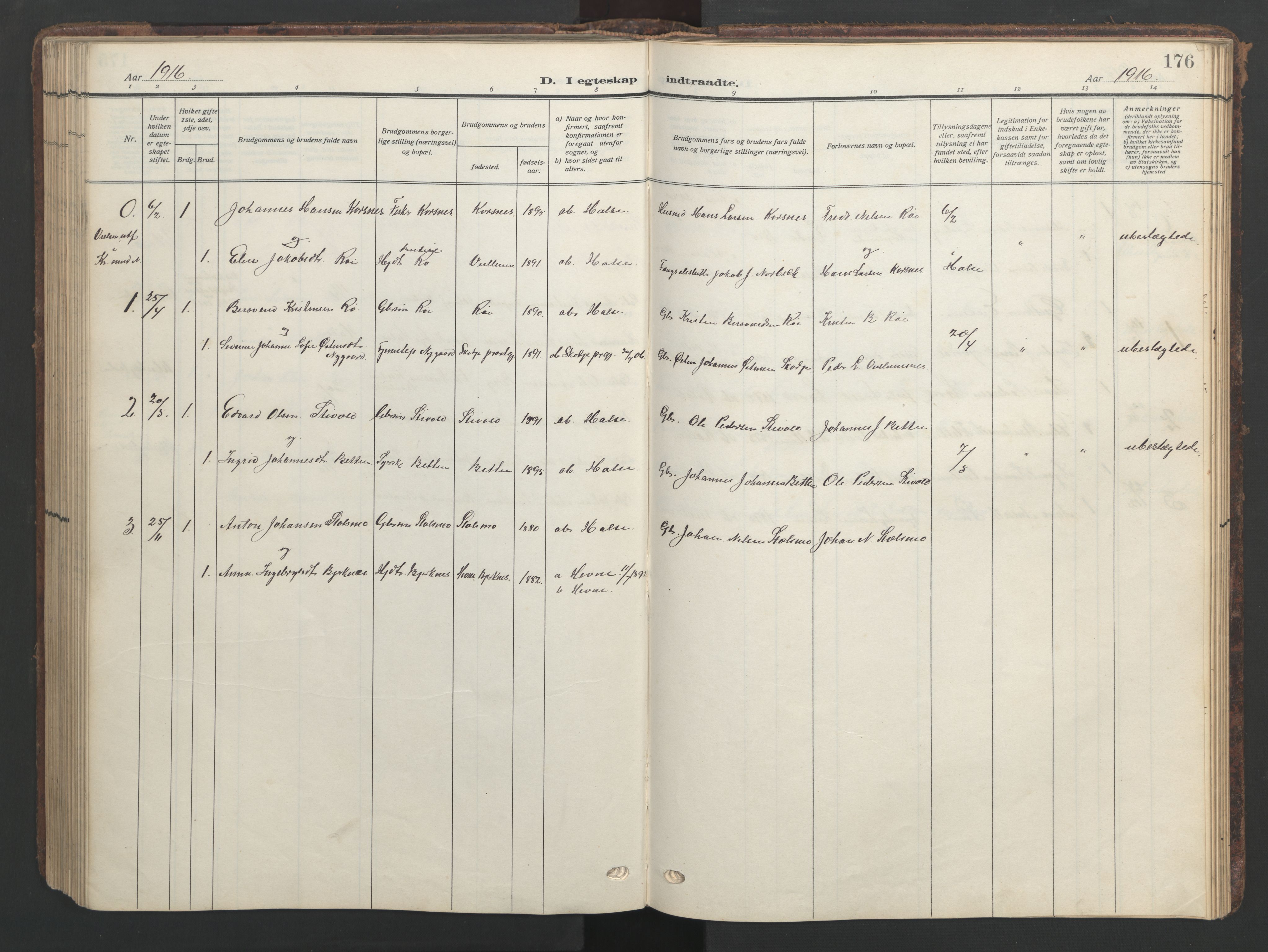 Ministerialprotokoller, klokkerbøker og fødselsregistre - Møre og Romsdal, SAT/A-1454/576/L0891: Klokkerbok nr. 576C02, 1909-1946, s. 176