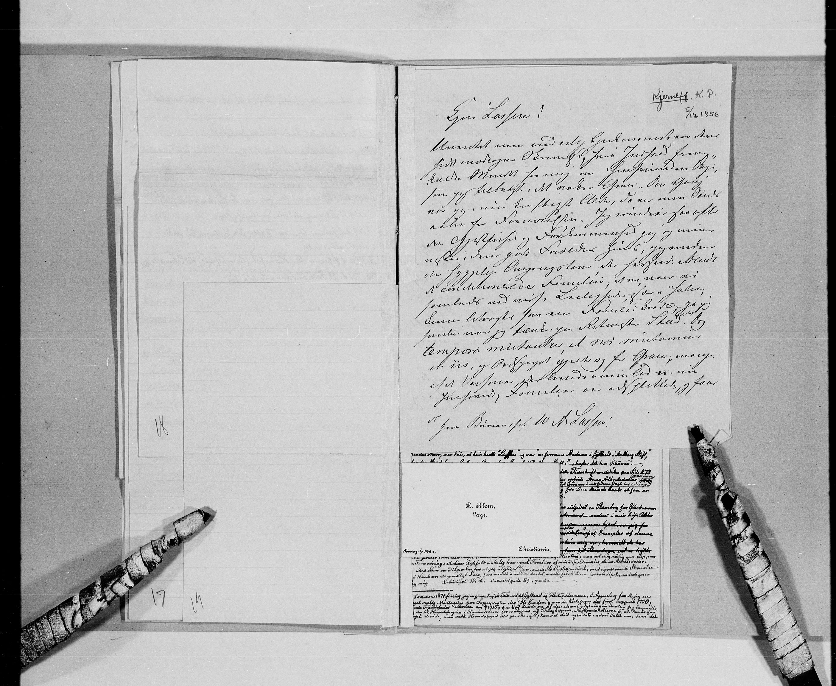Lassens samlinger, AV/RA-PA-0051/G/L0099: Alfabetisk ordnede brev til Wilhelm Lassen: Keyser - Nissen, 1815-1907, s. 27