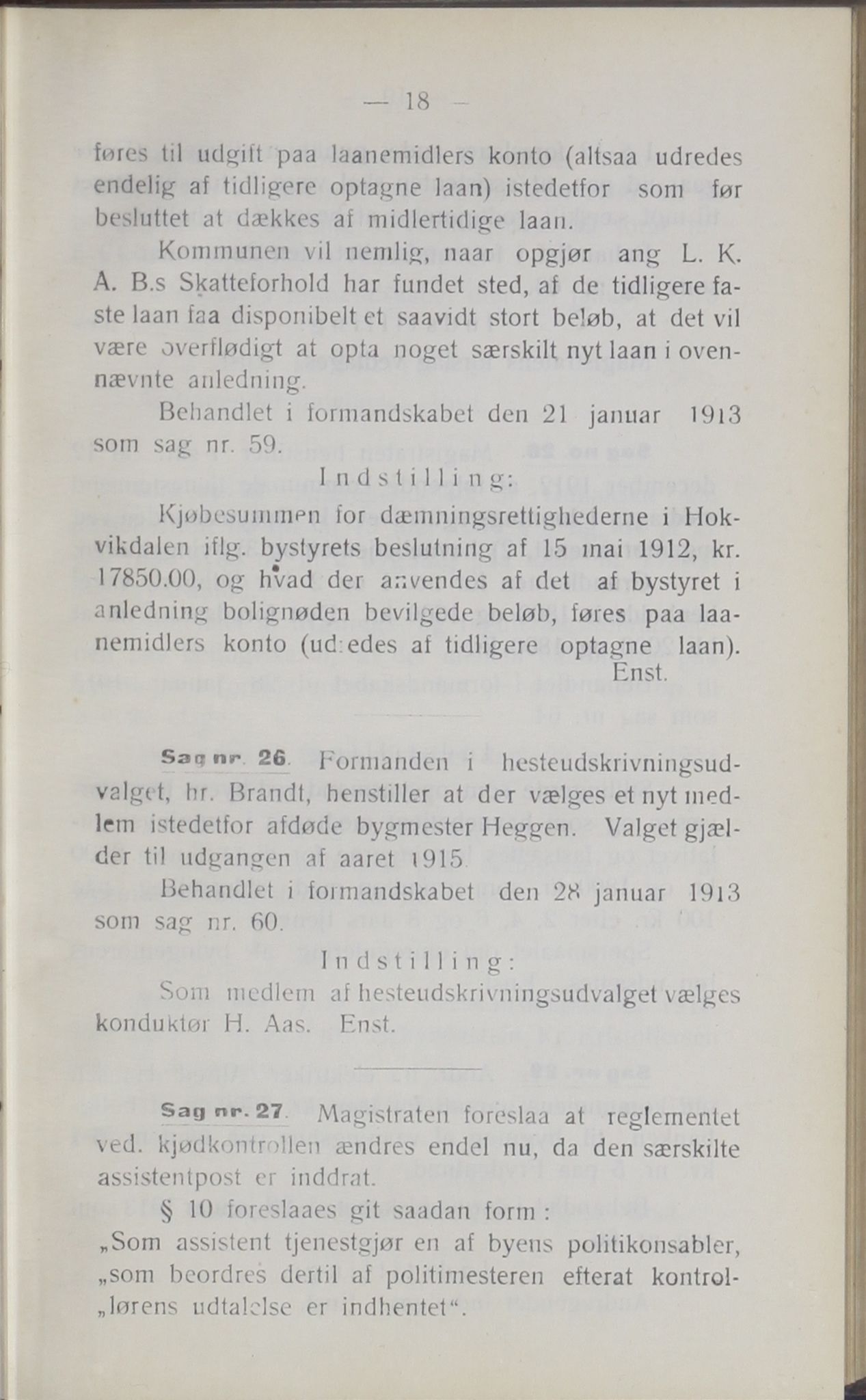 Narvik kommune. Formannskap , AIN/K-18050.150/A/Ab/L0003: Møtebok, 1913