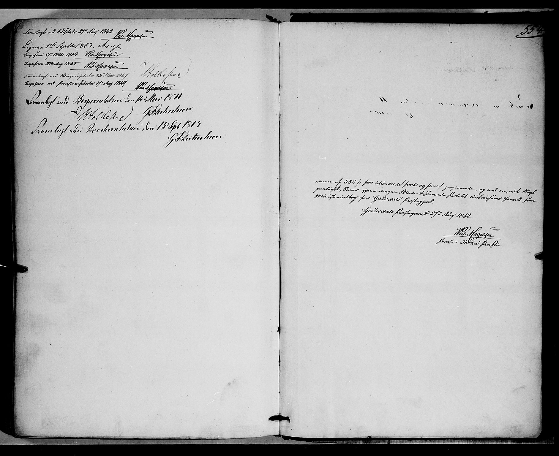 Gausdal prestekontor, SAH/PREST-090/H/Ha/Haa/L0009: Ministerialbok nr. 9, 1862-1873, s. 554