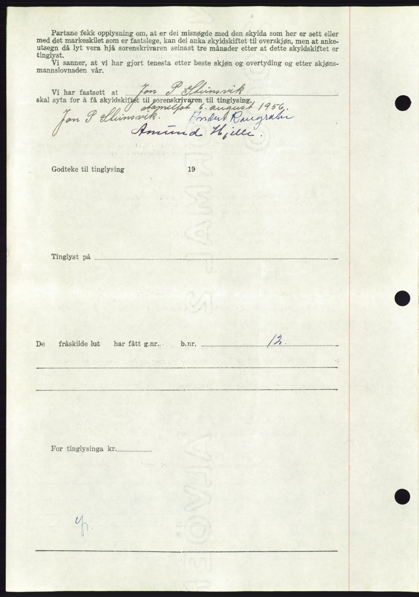 Søre Sunnmøre sorenskriveri, AV/SAT-A-4122/1/2/2C/L0104: Pantebok nr. 30A, 1956-1956, Dagboknr: 1633/1956