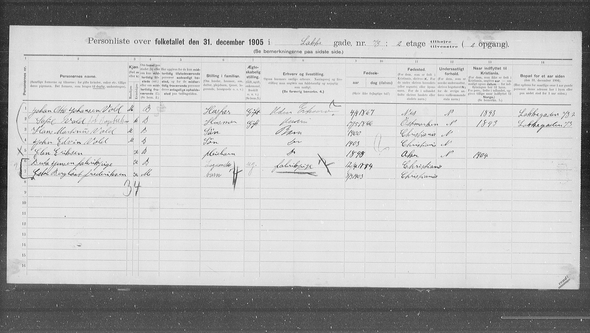 OBA, Kommunal folketelling 31.12.1905 for Kristiania kjøpstad, 1905, s. 29497