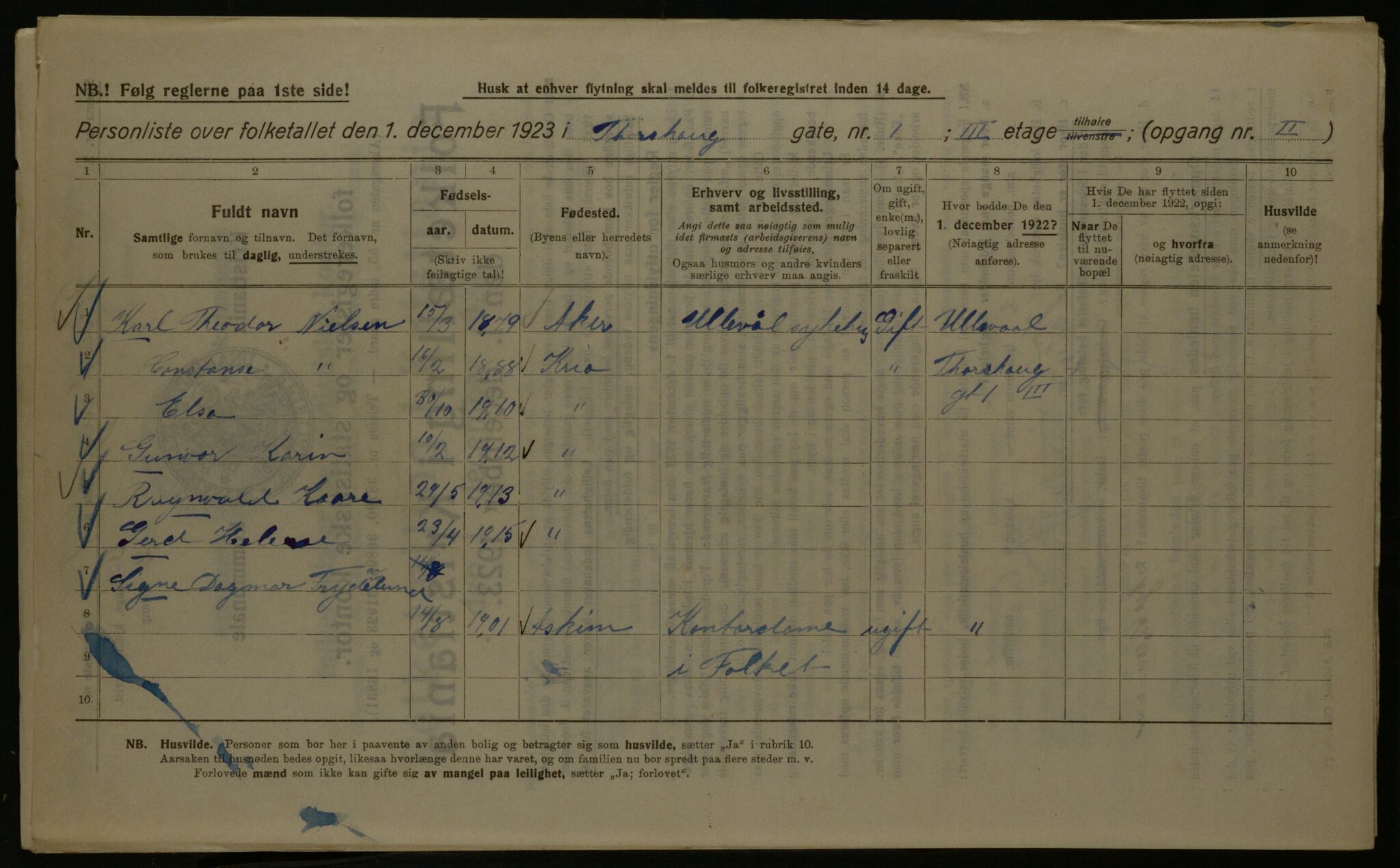 OBA, Kommunal folketelling 1.12.1923 for Kristiania, 1923, s. 126172