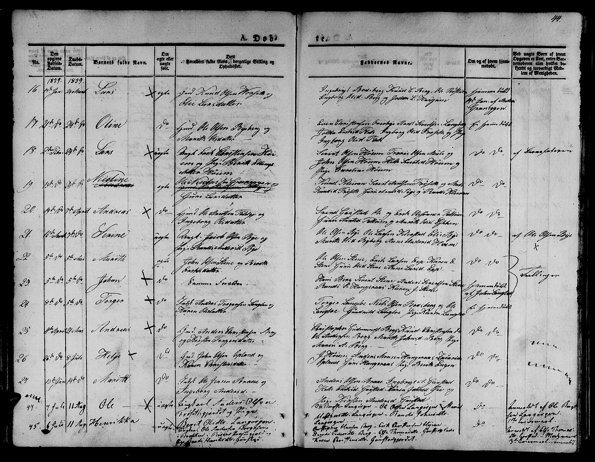 Ministerialprotokoller, klokkerbøker og fødselsregistre - Sør-Trøndelag, SAT/A-1456/612/L0374: Ministerialbok nr. 612A07 /1, 1829-1845, s. 44