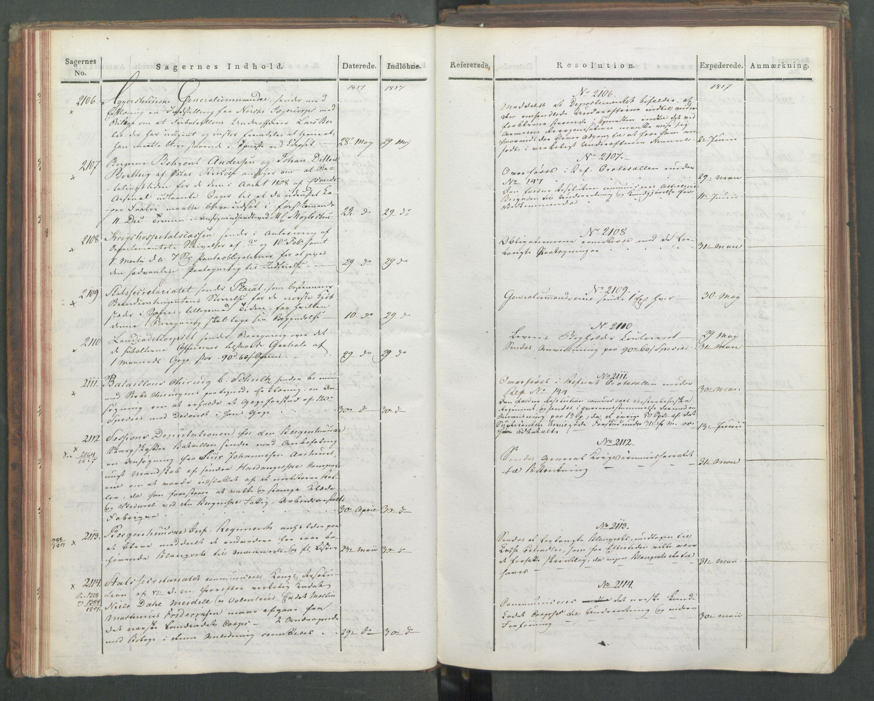 Armédepartementet, RA/RAFA-3493/C/Ca/L0012: 6. Departements Journal, 1817