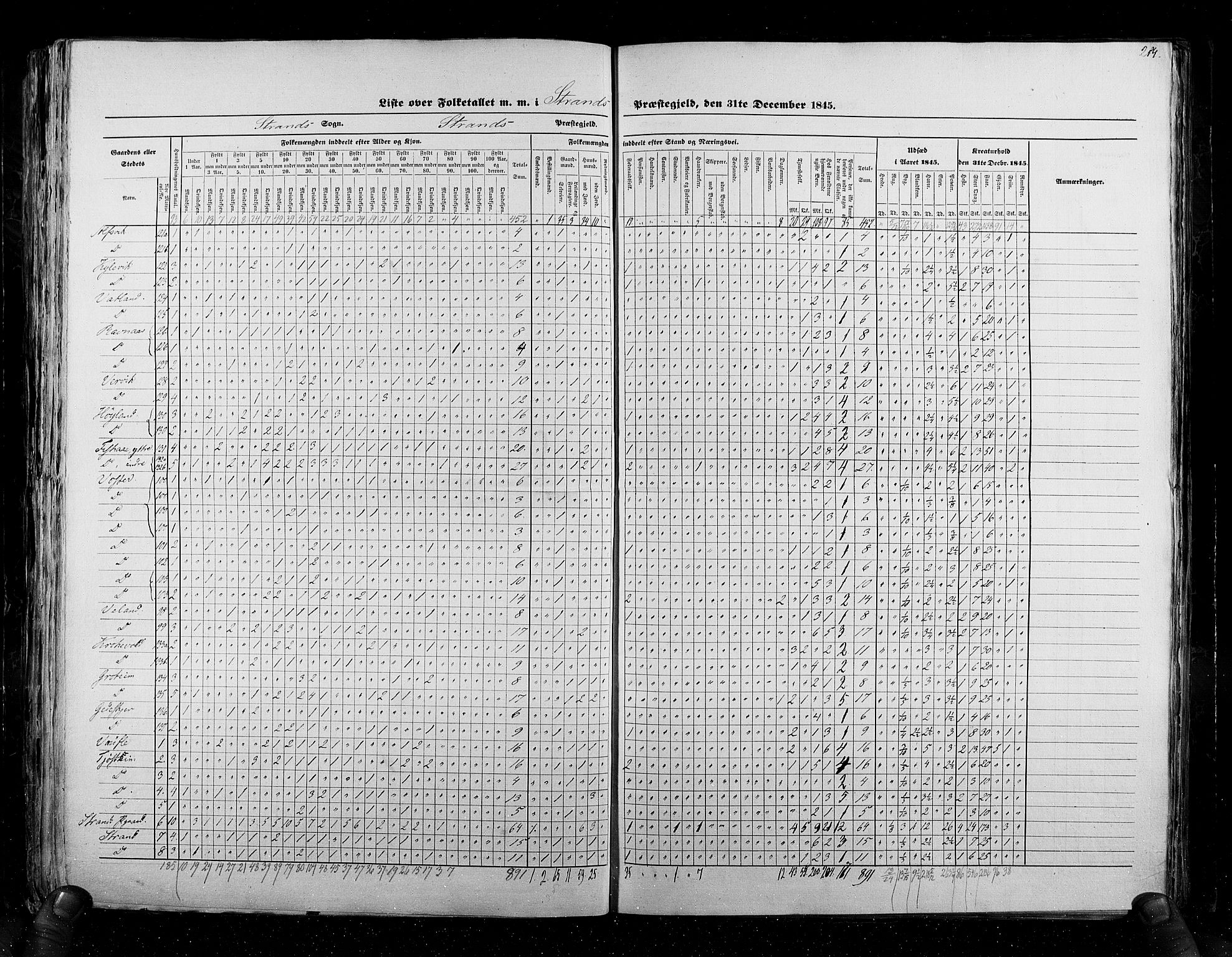 RA, Folketellingen 1845, bind 6: Lister og Mandal amt og Stavanger amt, 1845, s. 284