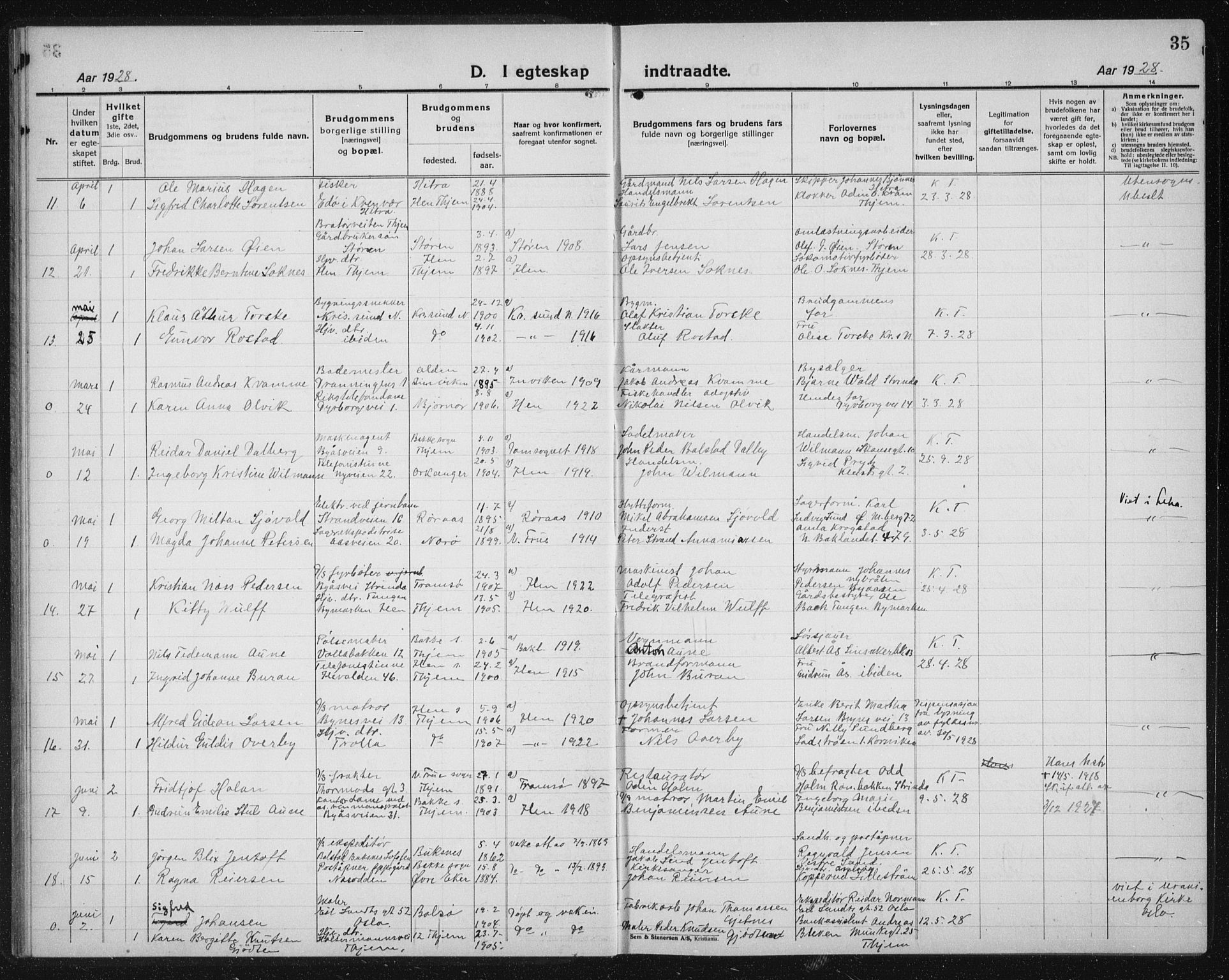 Ministerialprotokoller, klokkerbøker og fødselsregistre - Sør-Trøndelag, AV/SAT-A-1456/603/L0176: Klokkerbok nr. 603C04, 1923-1941, s. 35