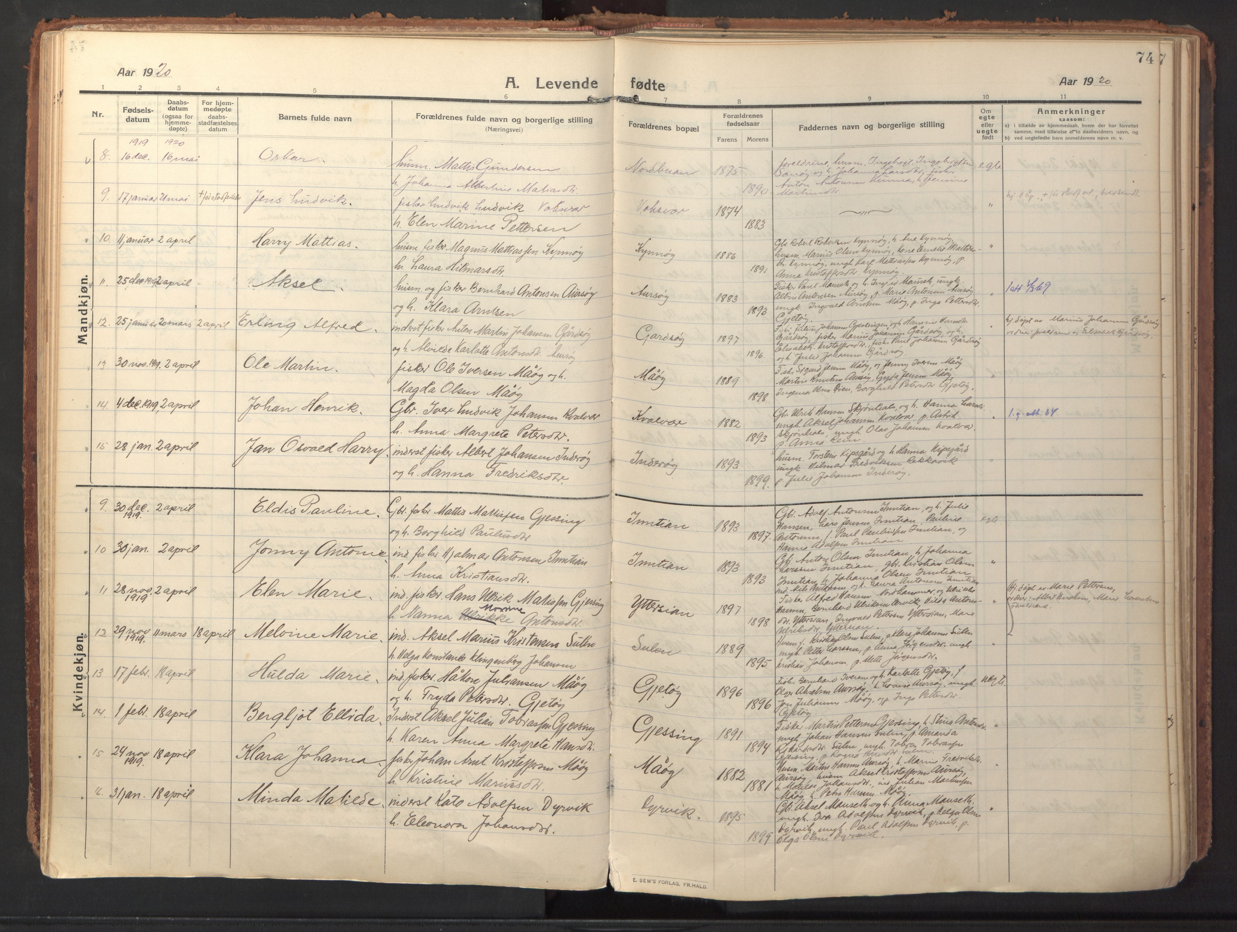 Ministerialprotokoller, klokkerbøker og fødselsregistre - Sør-Trøndelag, SAT/A-1456/640/L0581: Ministerialbok nr. 640A06, 1910-1924, s. 74