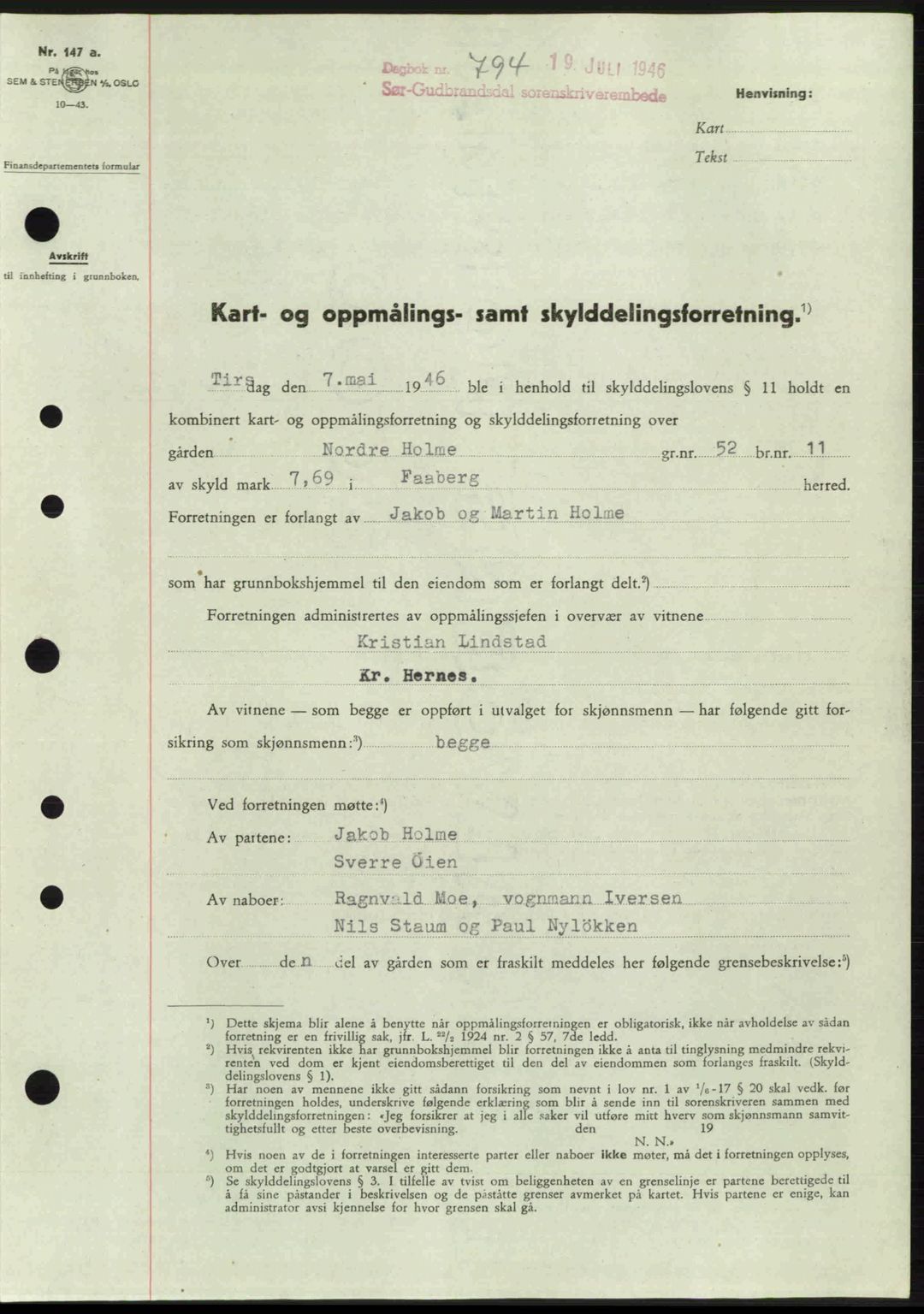 Sør-Gudbrandsdal tingrett, SAH/TING-004/H/Hb/Hbd/L0015: Pantebok nr. A15, 1945-1946, Dagboknr: 794/1946