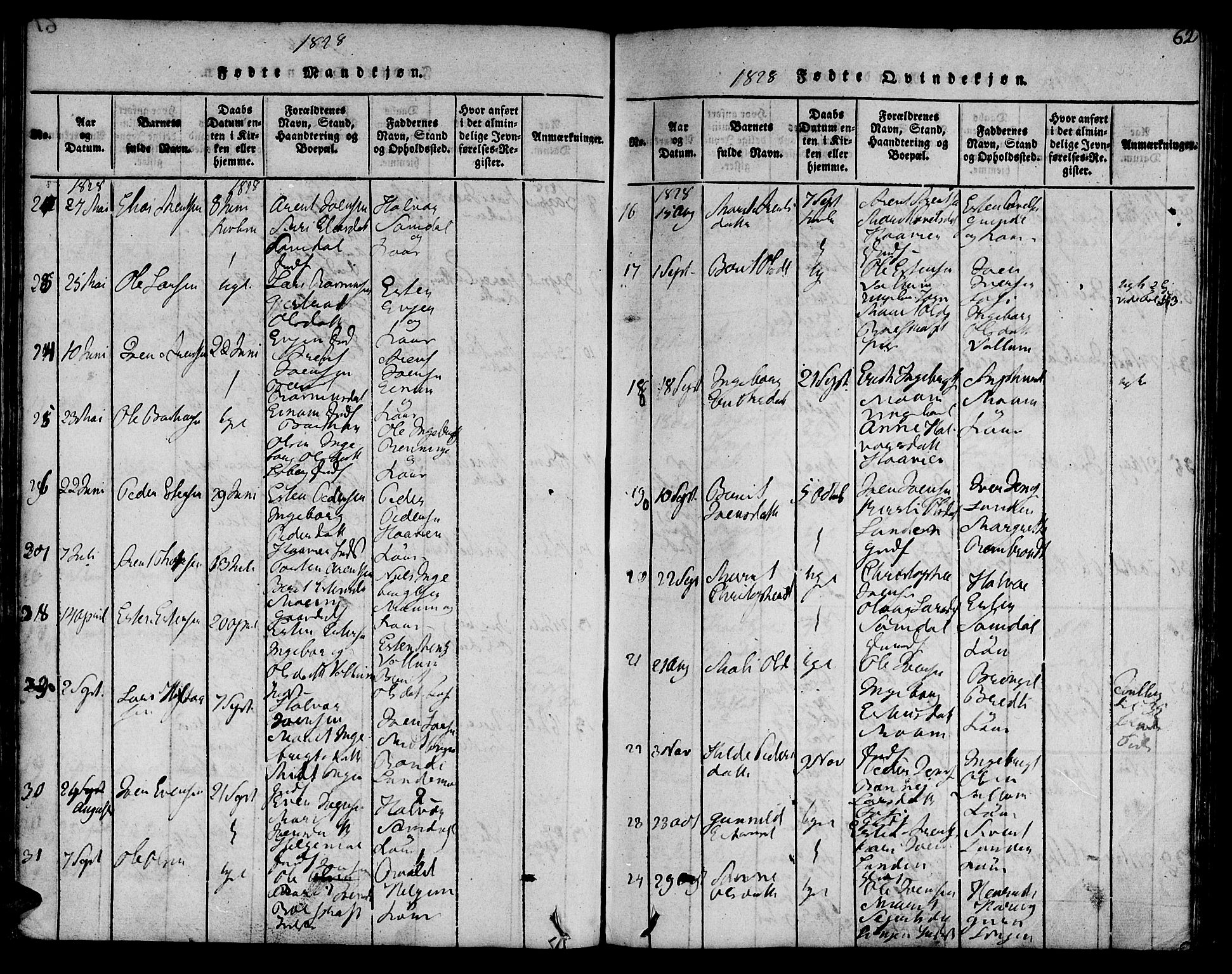 Ministerialprotokoller, klokkerbøker og fødselsregistre - Sør-Trøndelag, AV/SAT-A-1456/692/L1102: Ministerialbok nr. 692A02, 1816-1842, s. 62