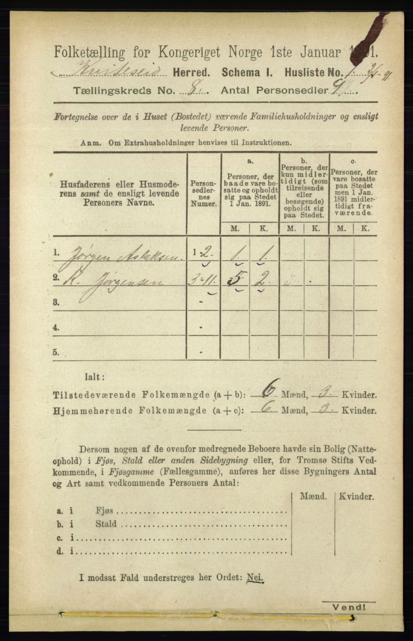 RA, Folketelling 1891 for 0829 Kviteseid herred, 1891, s. 1549