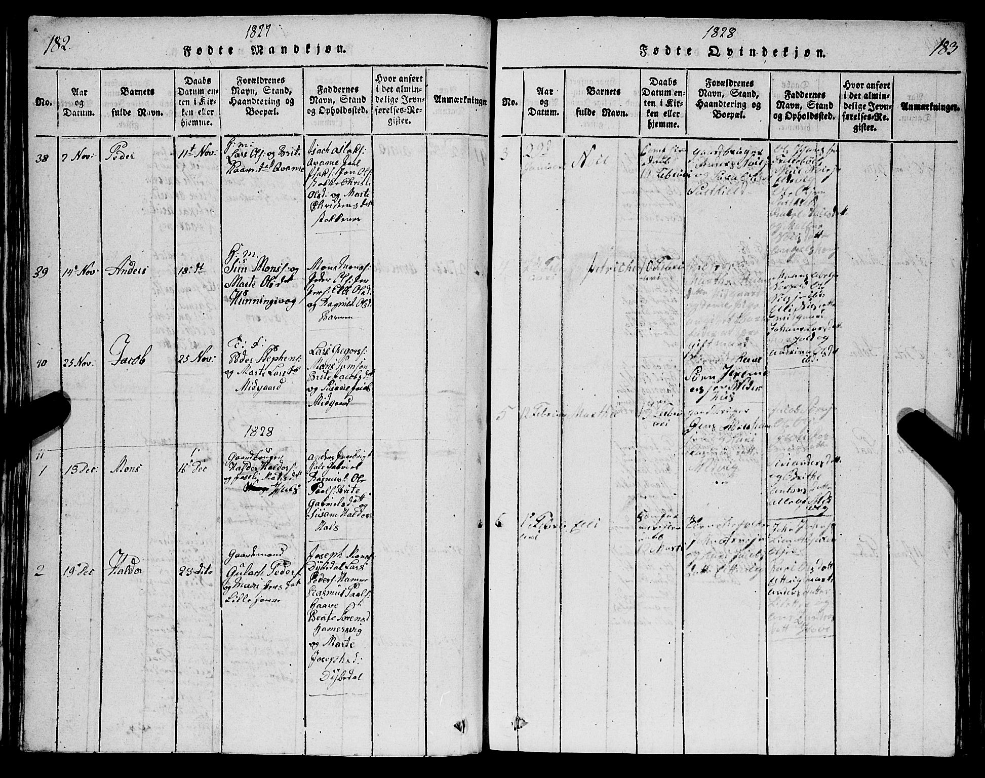 Selje sokneprestembete, AV/SAB-A-99938/H/Ha/Hab/Haba: Klokkerbok nr. A 1, 1816-1828, s. 182-183