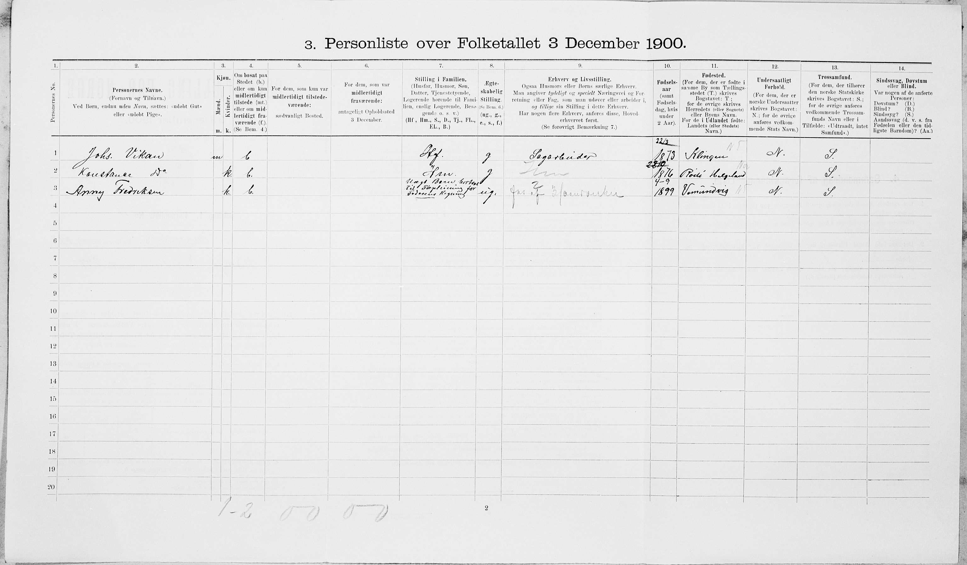 SAT, Folketelling 1900 for 1703 Namsos ladested, 1900, s. 539
