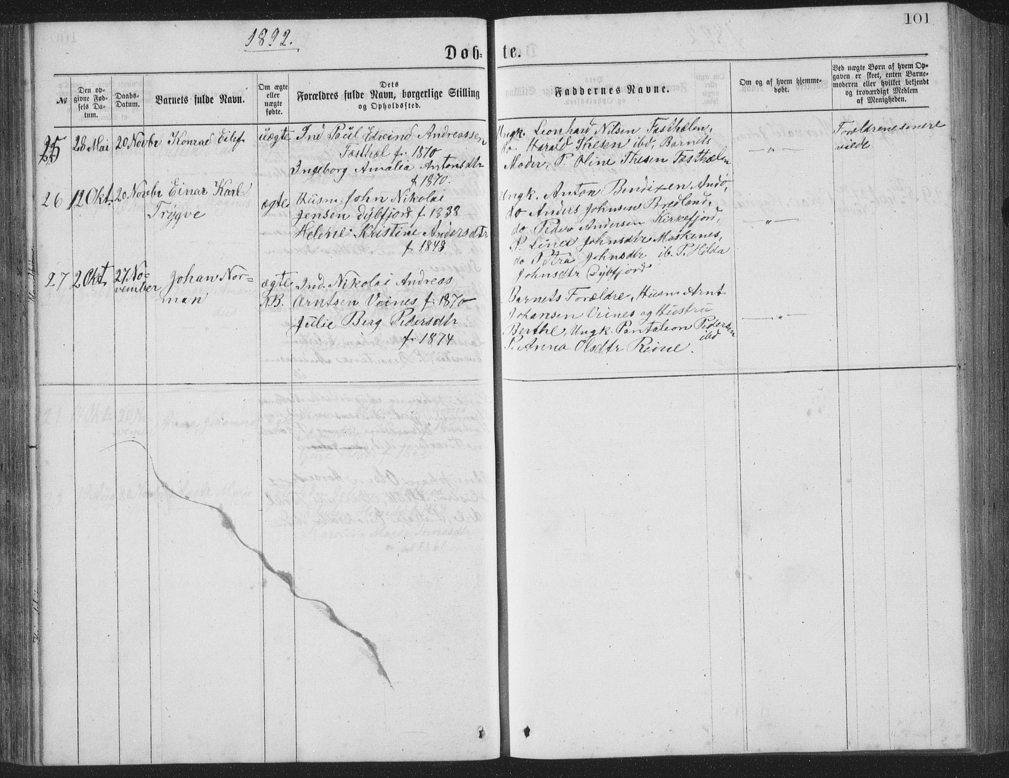 Ministerialprotokoller, klokkerbøker og fødselsregistre - Nordland, SAT/A-1459/886/L1225: Klokkerbok nr. 886C02, 1874-1896, s. 101