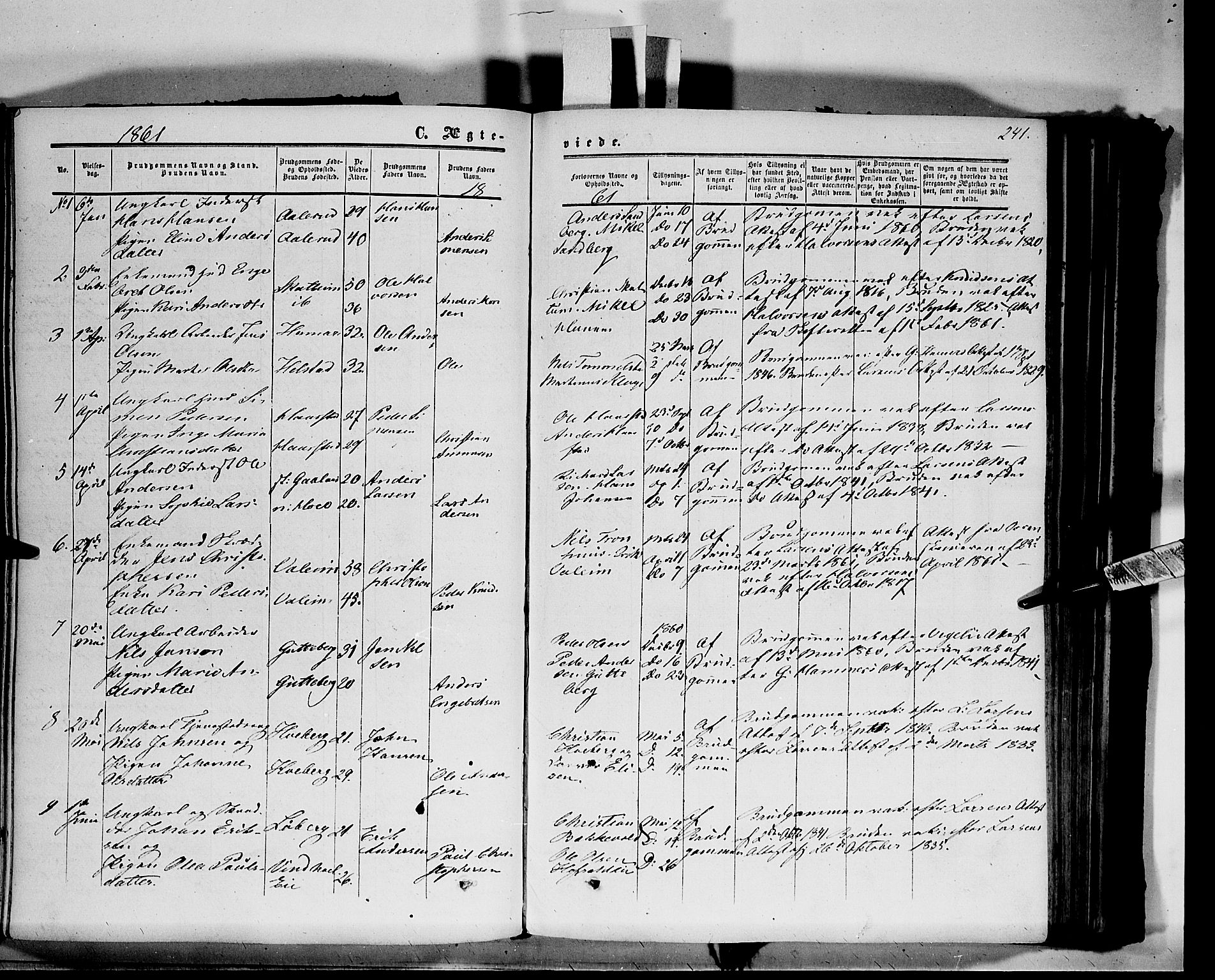 Vang prestekontor, Hedmark, AV/SAH-PREST-008/H/Ha/Haa/L0012: Ministerialbok nr. 12, 1855-1870, s. 241