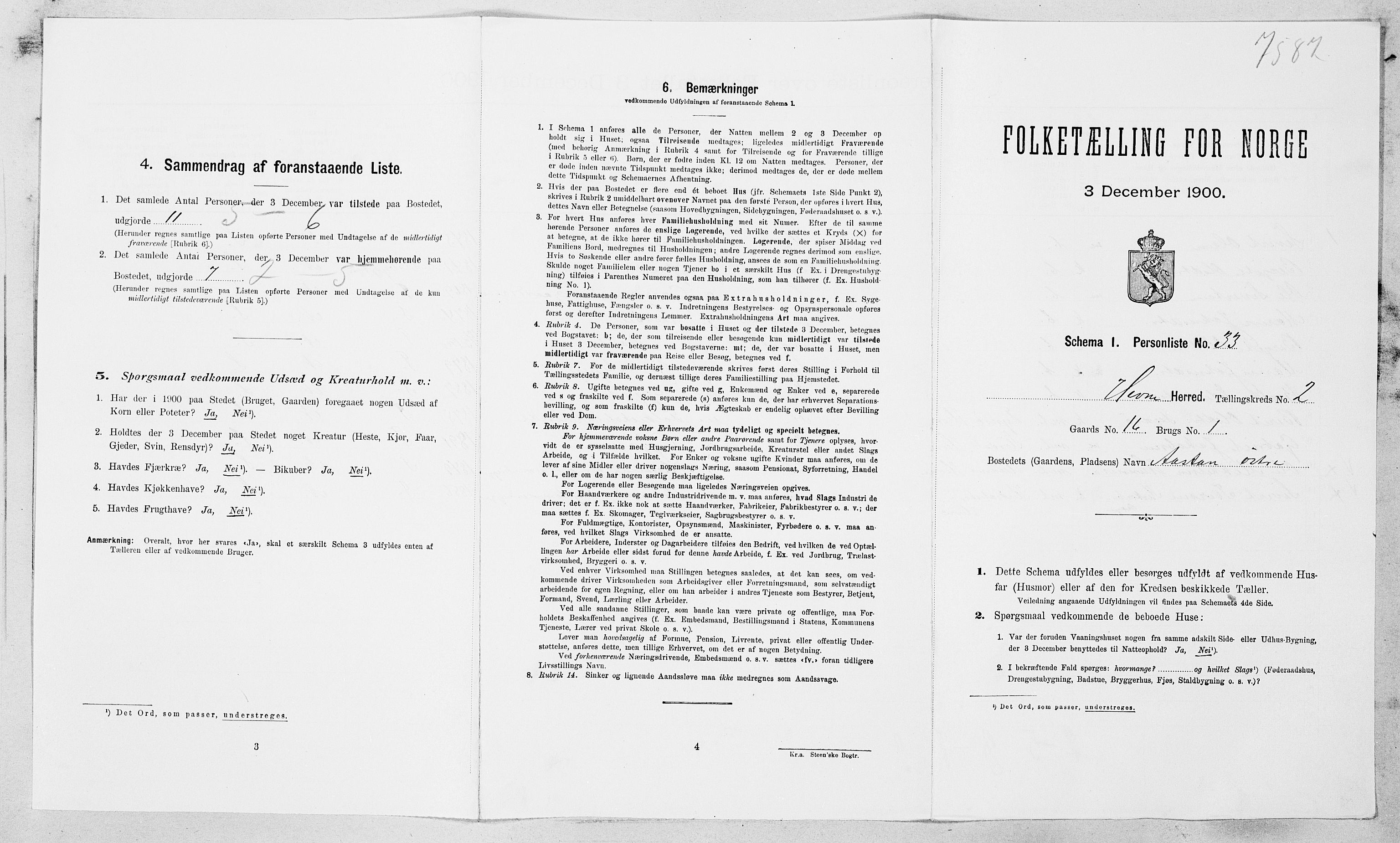 SAT, Folketelling 1900 for 1612 Hemne herred, 1900, s. 305