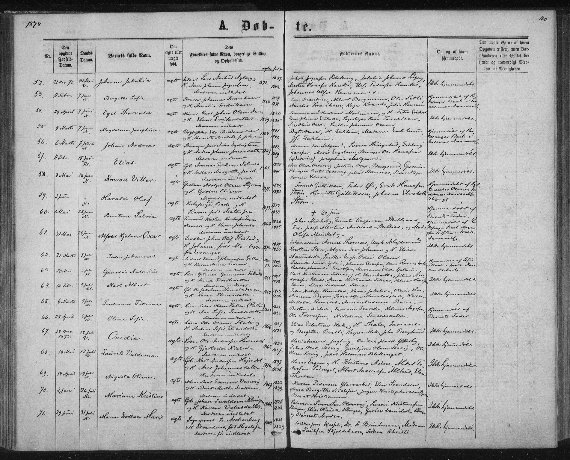 Ministerialprotokoller, klokkerbøker og fødselsregistre - Nord-Trøndelag, AV/SAT-A-1458/768/L0570: Ministerialbok nr. 768A05, 1865-1874, s. 100