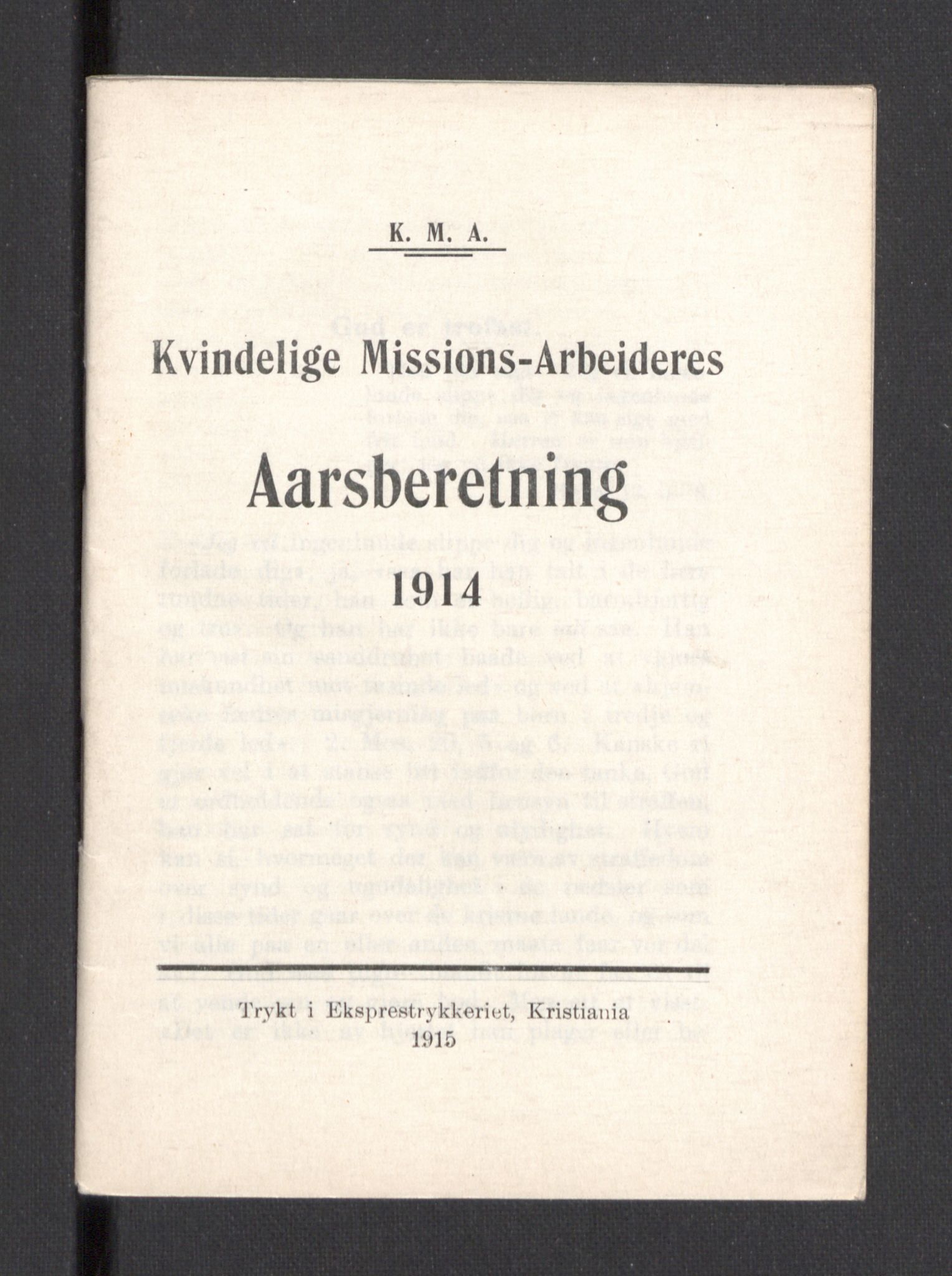 Kvinnelige Misjonsarbeidere, AV/RA-PA-0699/F/Fa/L0001/0007: -- / Årsmeldinger, trykte, 1906-1915