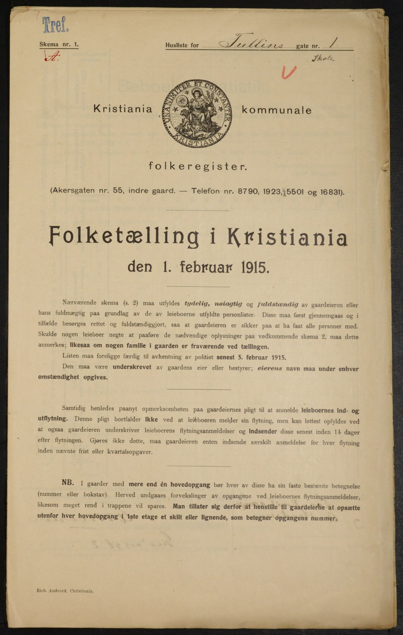 OBA, Kommunal folketelling 1.2.1915 for Kristiania, 1915, s. 117533