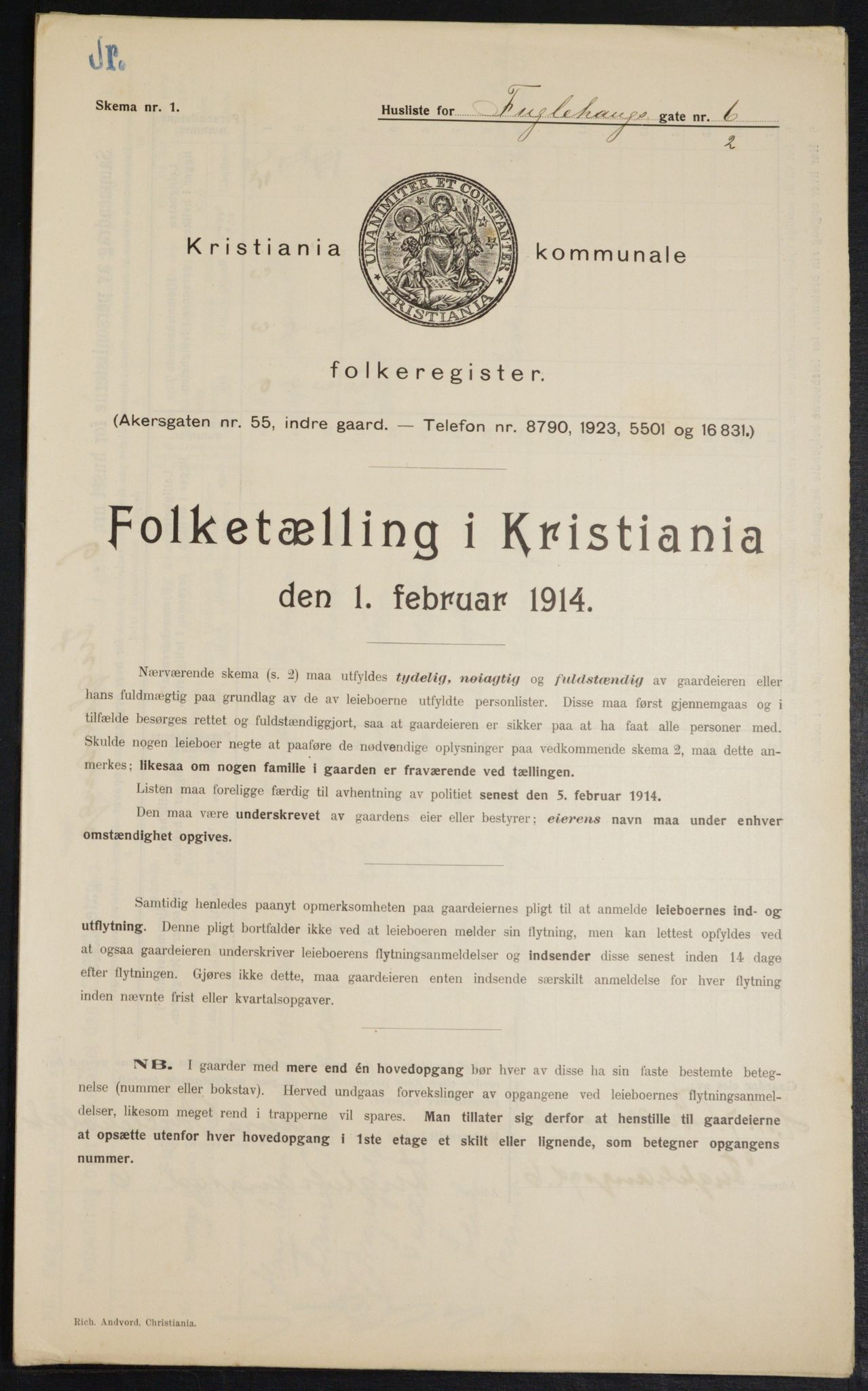 OBA, Kommunal folketelling 1.2.1914 for Kristiania, 1914, s. 28555