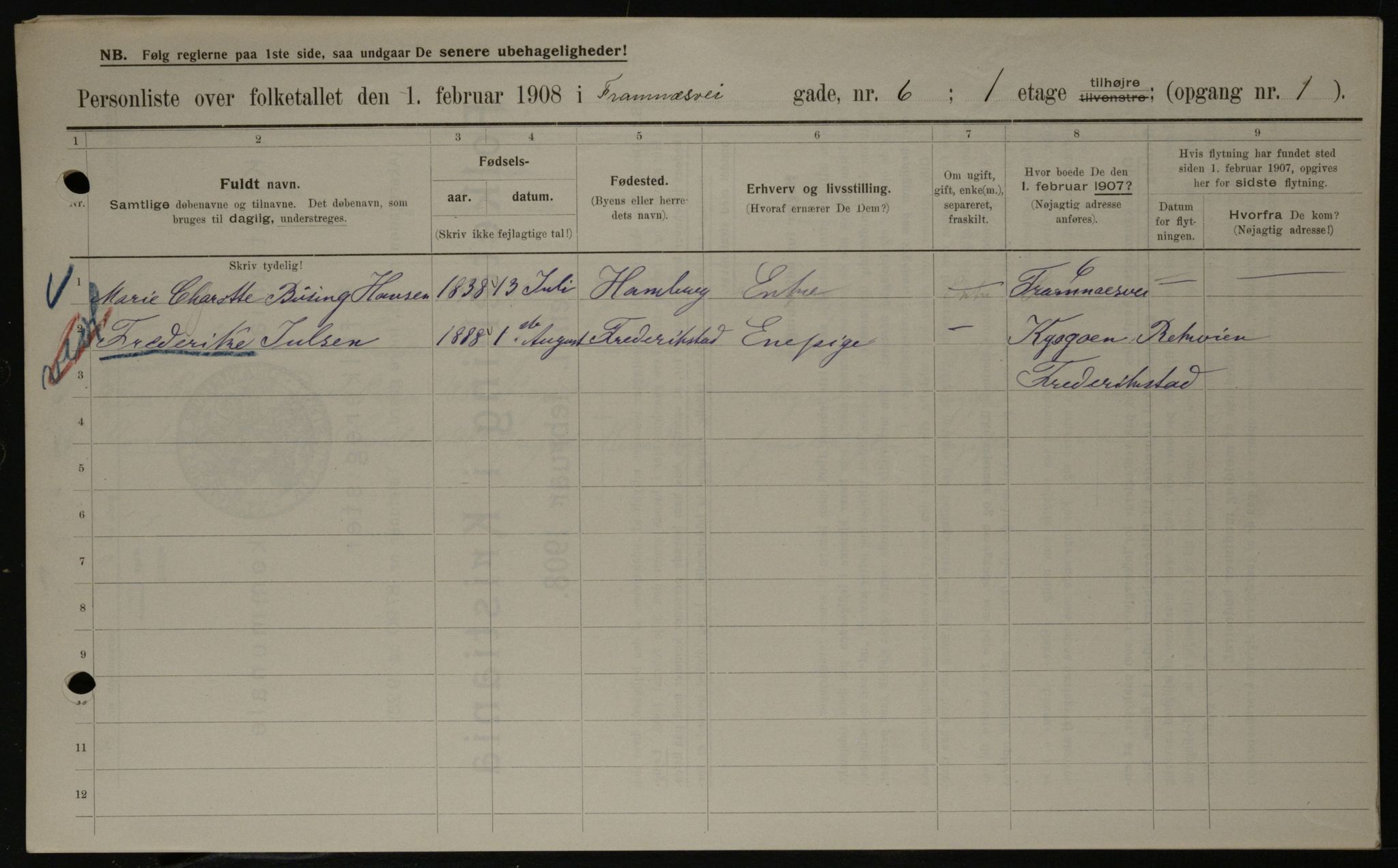 OBA, Kommunal folketelling 1.2.1908 for Kristiania kjøpstad, 1908, s. 22992