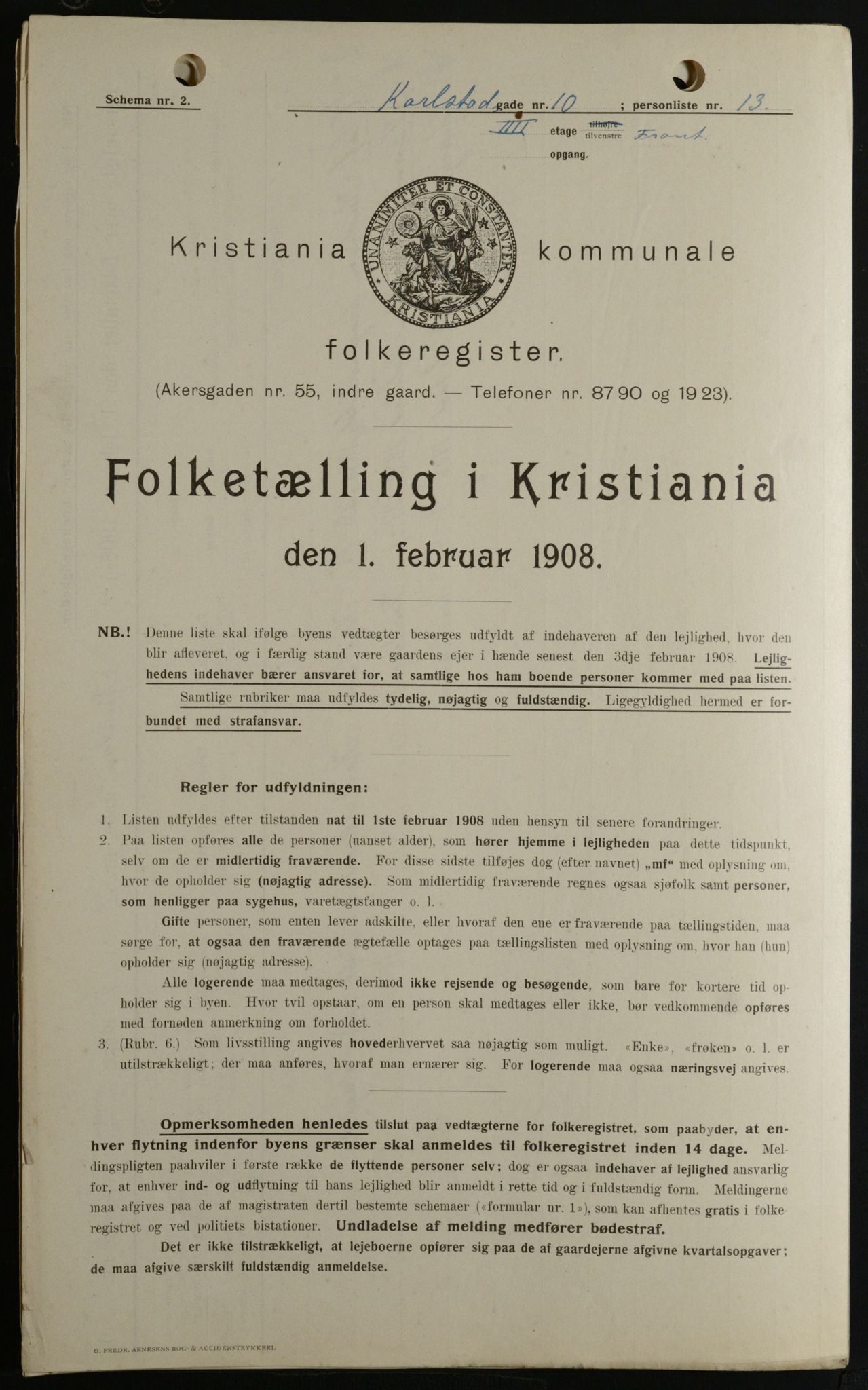 OBA, Kommunal folketelling 1.2.1908 for Kristiania kjøpstad, 1908, s. 43942