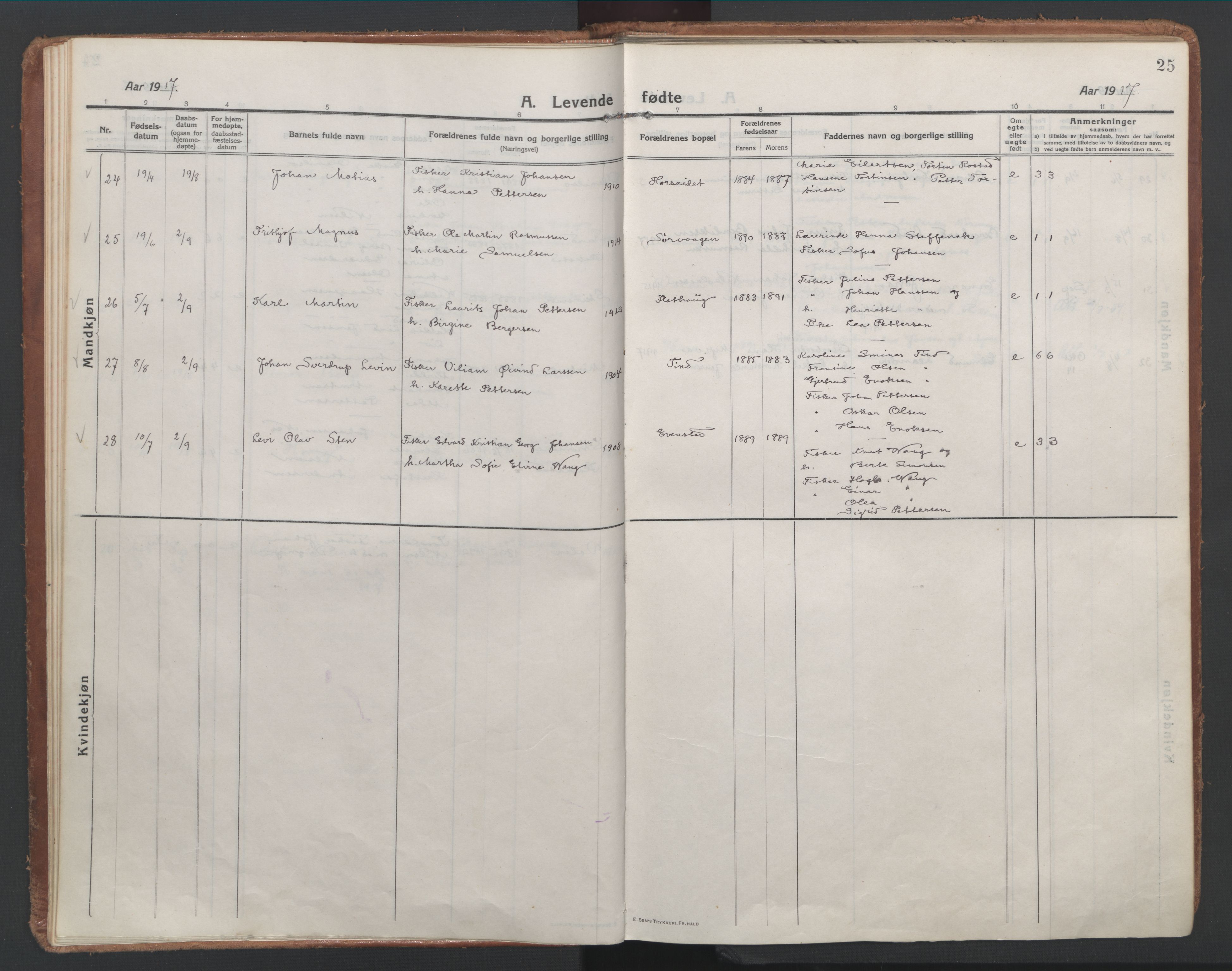 Ministerialprotokoller, klokkerbøker og fødselsregistre - Nordland, AV/SAT-A-1459/886/L1222: Ministerialbok nr. 886A04, 1914-1926, s. 25