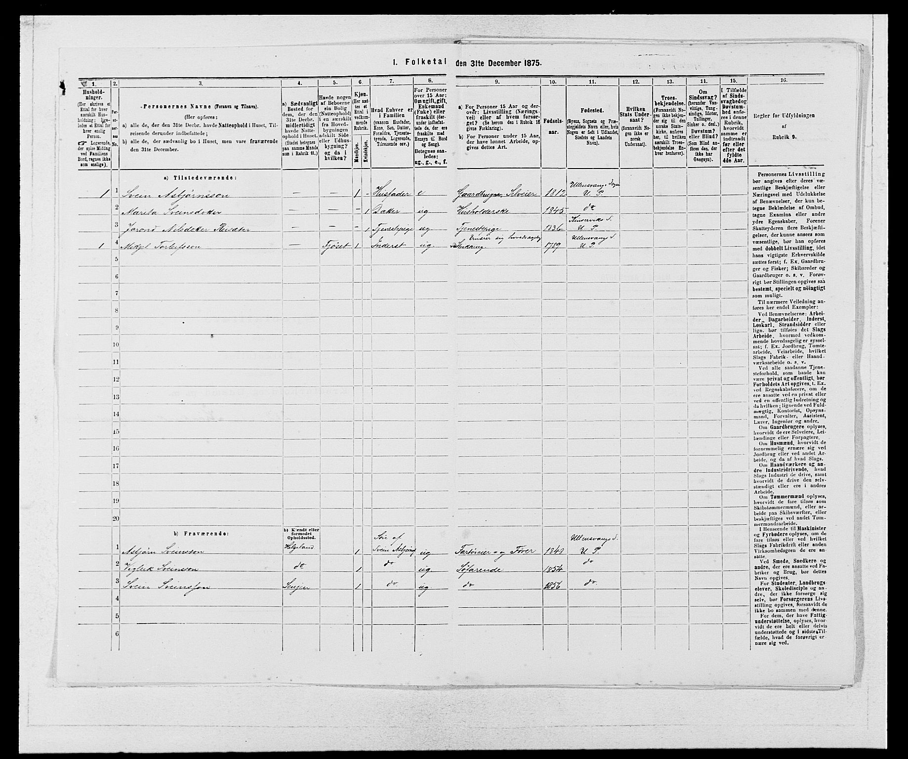 SAB, Folketelling 1875 for 1230P Ullensvang prestegjeld, 1875, s. 743