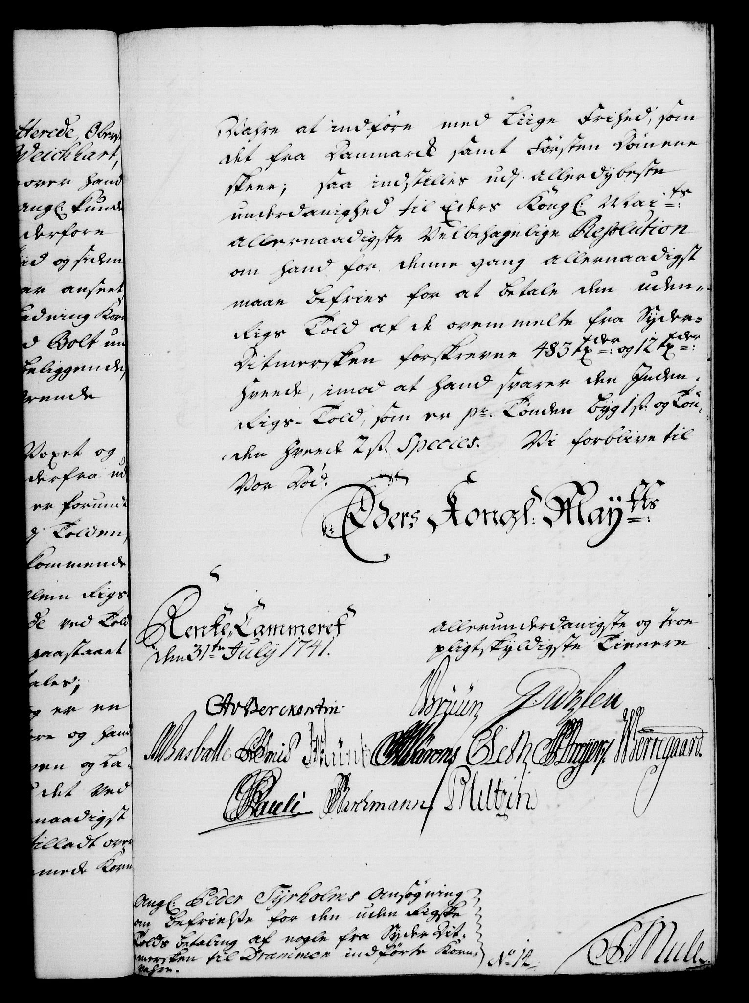 Rentekammeret, Kammerkanselliet, RA/EA-3111/G/Gf/Gfa/L0024: Norsk relasjons- og resolusjonsprotokoll (merket RK 52.24), 1741, s. 481