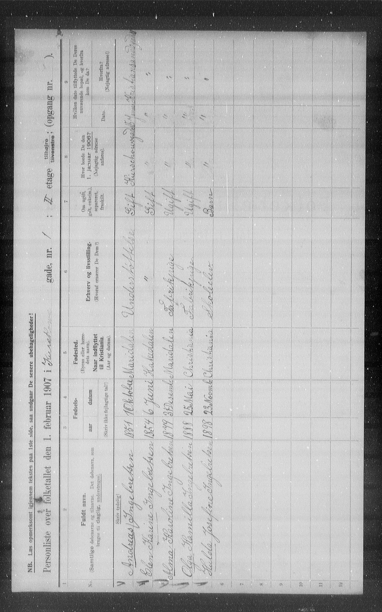 OBA, Kommunal folketelling 1.2.1907 for Kristiania kjøpstad, 1907, s. 25180