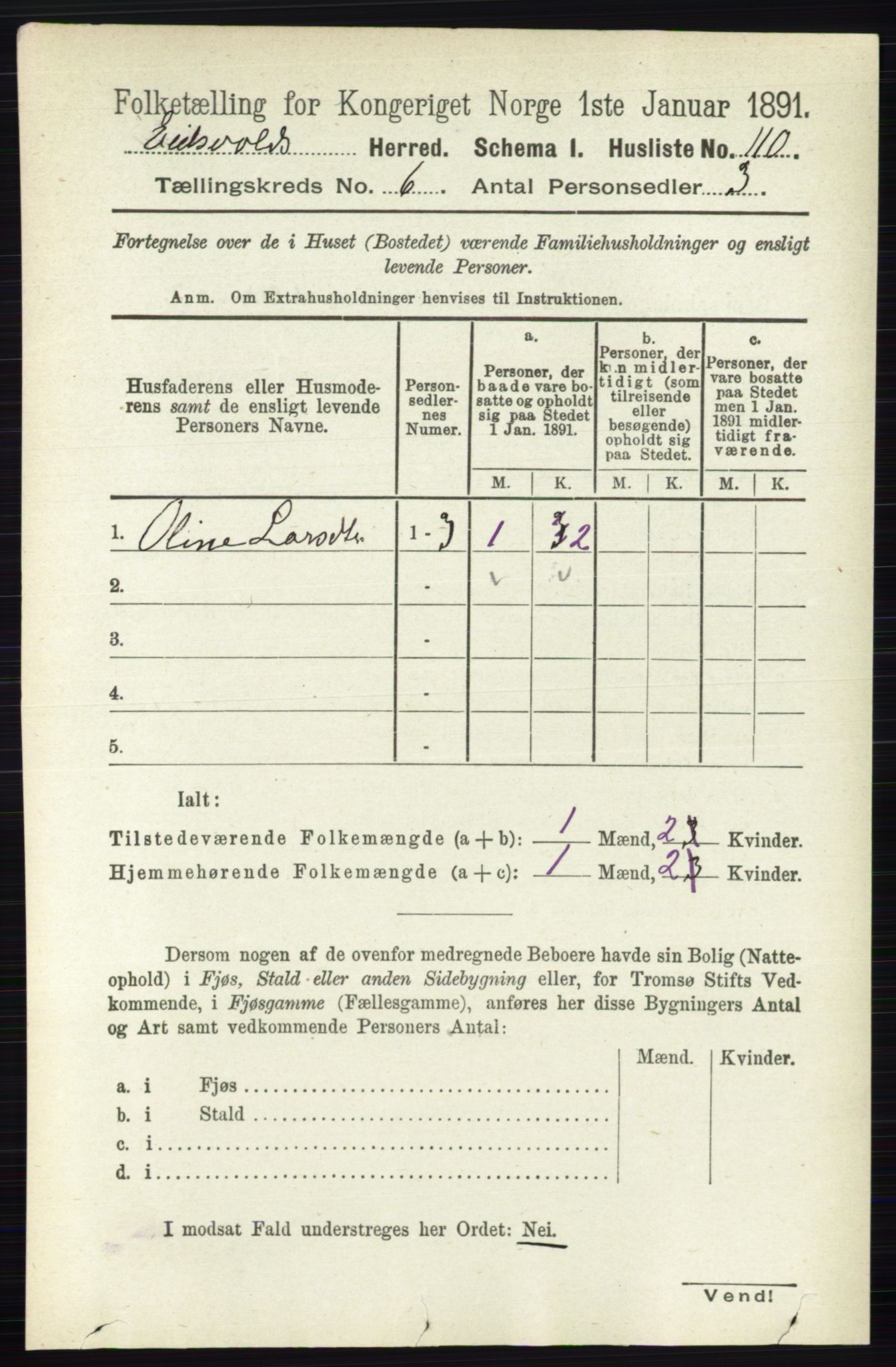 RA, Folketelling 1891 for 0237 Eidsvoll herred, 1891, s. 3769