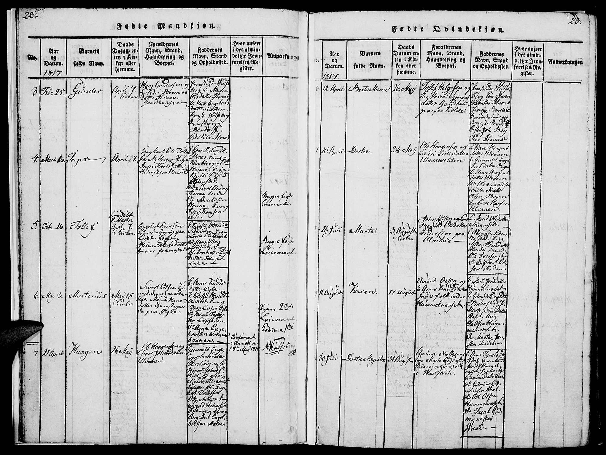 Åmot prestekontor, Hedmark, AV/SAH-PREST-056/H/Ha/Hab/L0001: Klokkerbok nr. 1, 1815-1847, s. 22-23