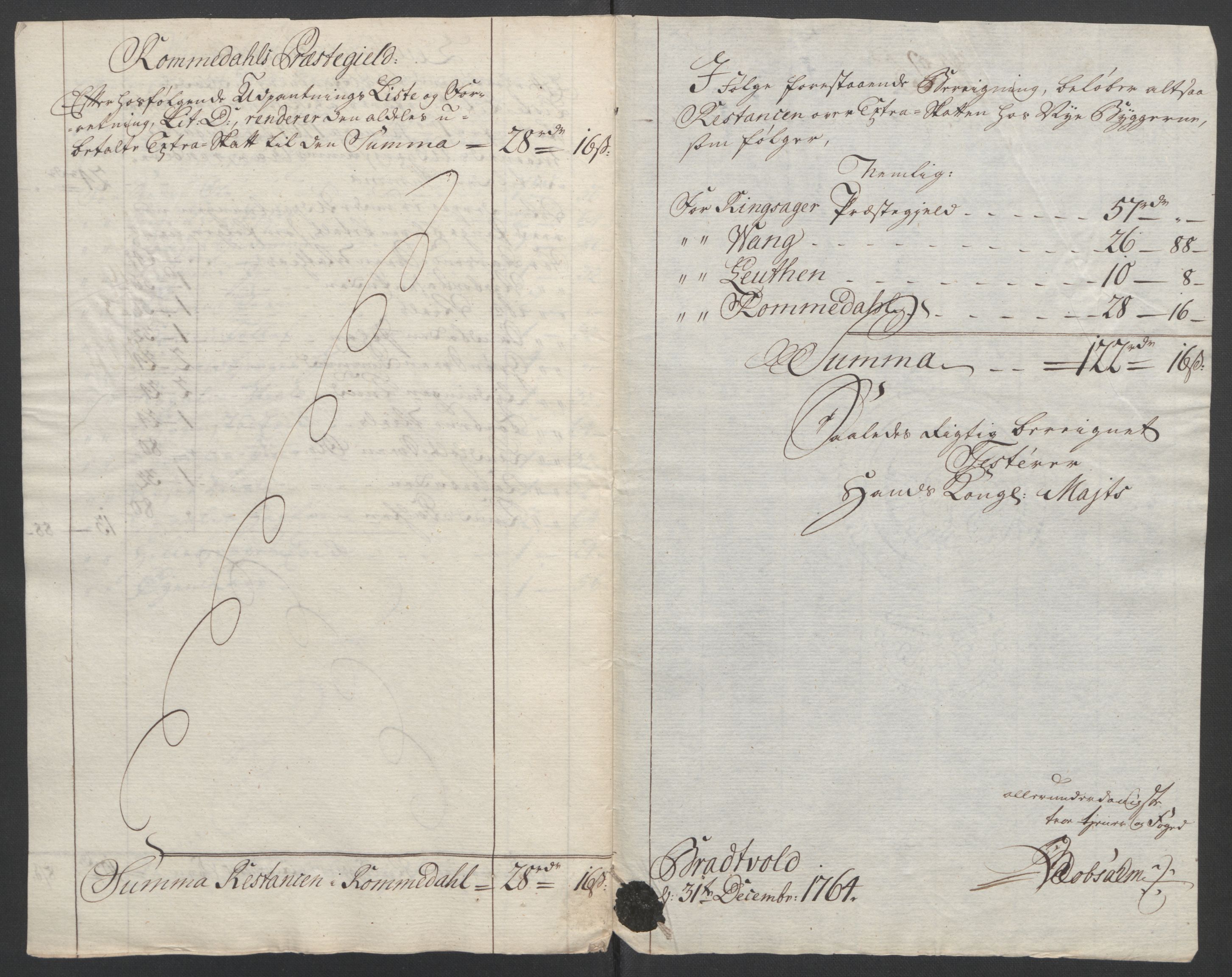 Rentekammeret inntil 1814, Reviderte regnskaper, Fogderegnskap, AV/RA-EA-4092/R16/L1148: Ekstraskatten Hedmark, 1764, s. 329