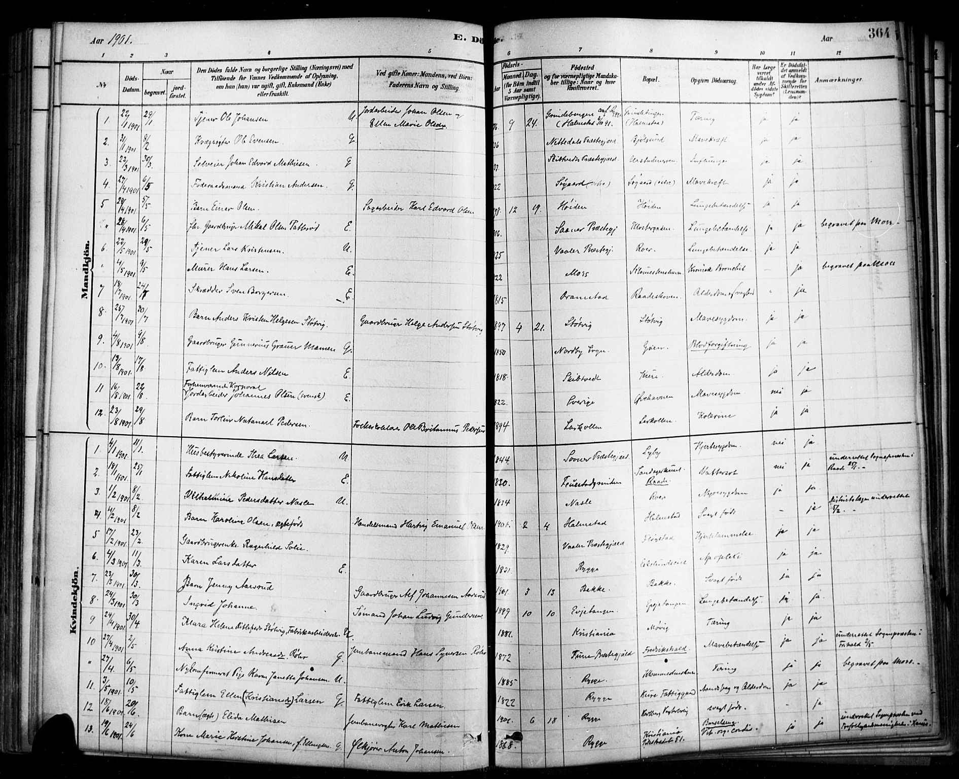Rygge prestekontor Kirkebøker, AV/SAO-A-10084b/F/Fa/L0007: Ministerialbok nr. 7, 1878-1904, s. 364