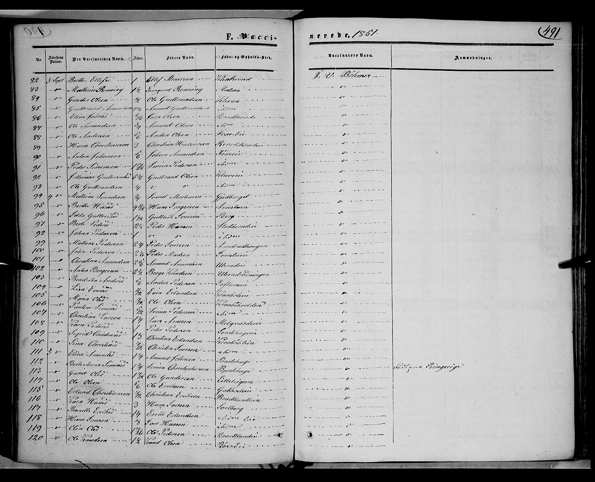 Gausdal prestekontor, SAH/PREST-090/H/Ha/Haa/L0008: Ministerialbok nr. 8, 1850-1861, s. 491