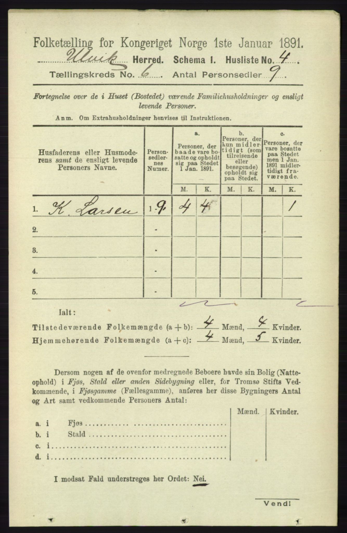 RA, Folketelling 1891 for 1233 Ulvik herred, 1891, s. 1799