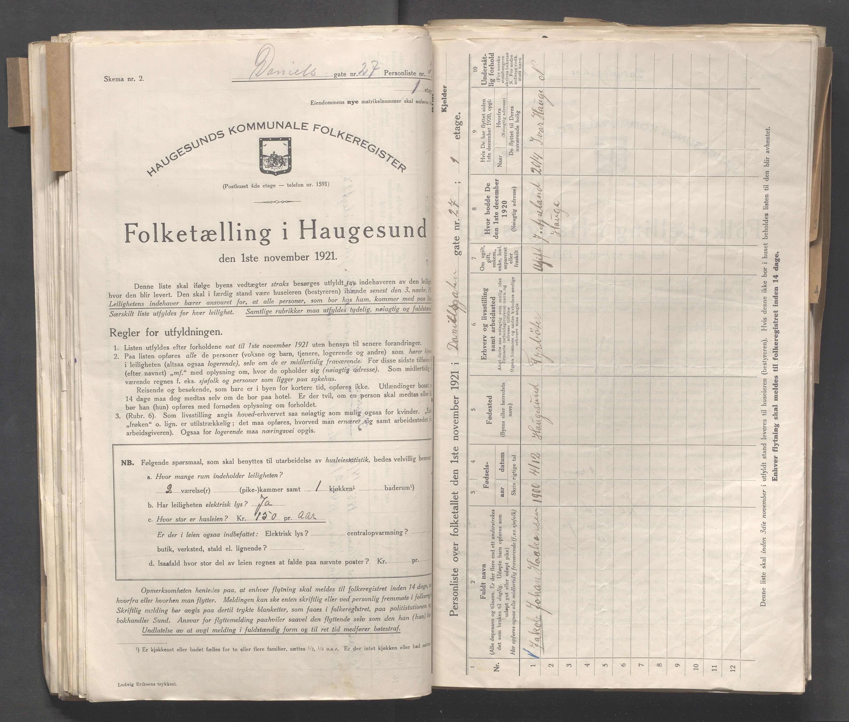 IKAR, Kommunal folketelling 1.11.1921 for Haugesund, 1921, s. 5964