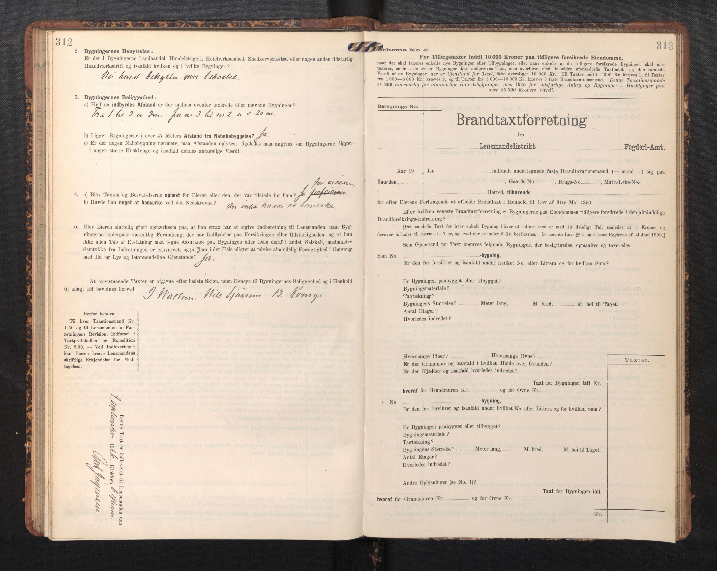 Lensmannen i Askøy, AV/SAB-A-31001/0012/L0006: Branntakstprotokoll, skjematakst, Laksevåg, 1907-1917, s. 312-313