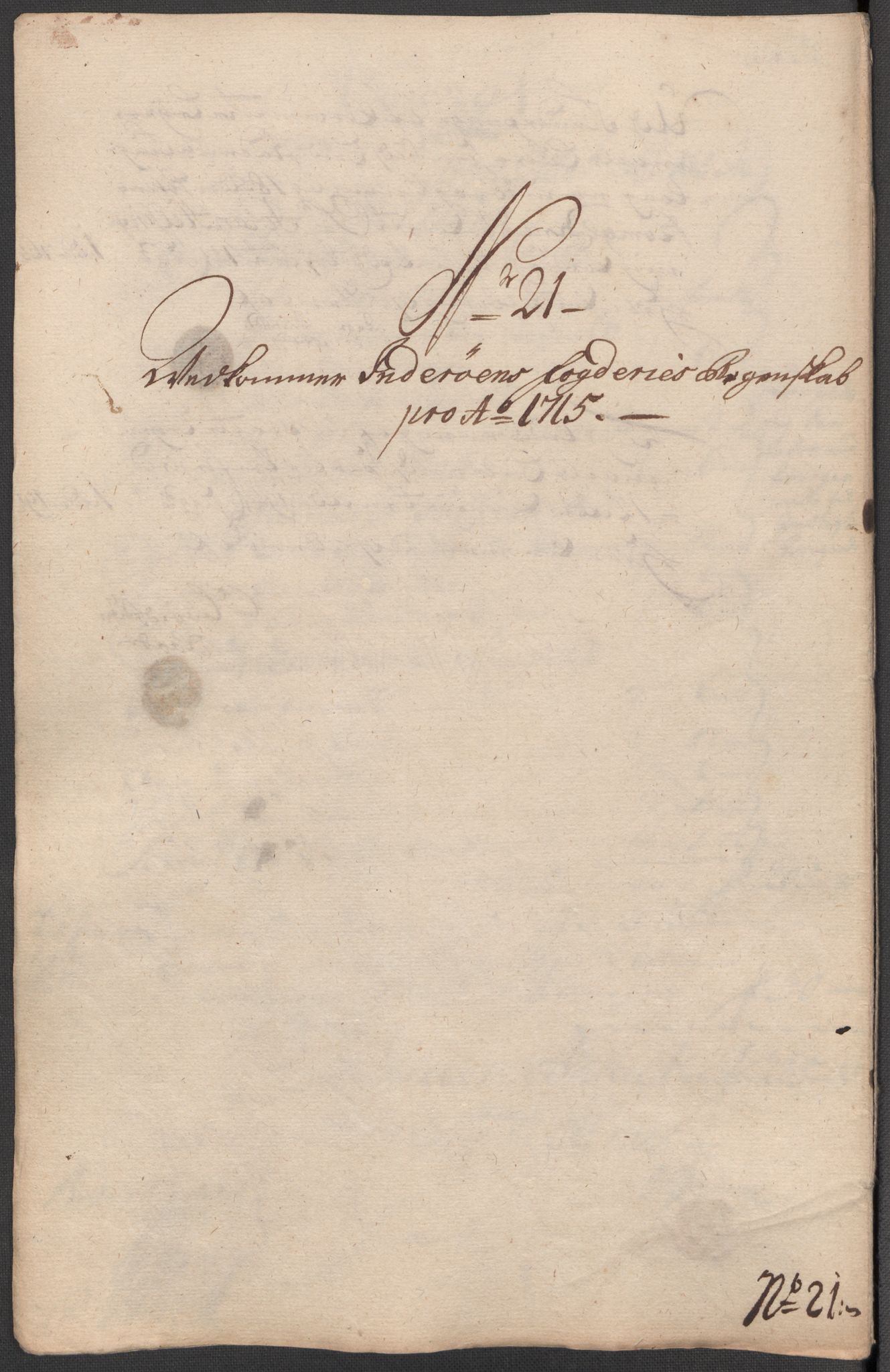 Rentekammeret inntil 1814, Reviderte regnskaper, Fogderegnskap, RA/EA-4092/R63/L4323: Fogderegnskap Inderøy, 1715, s. 267