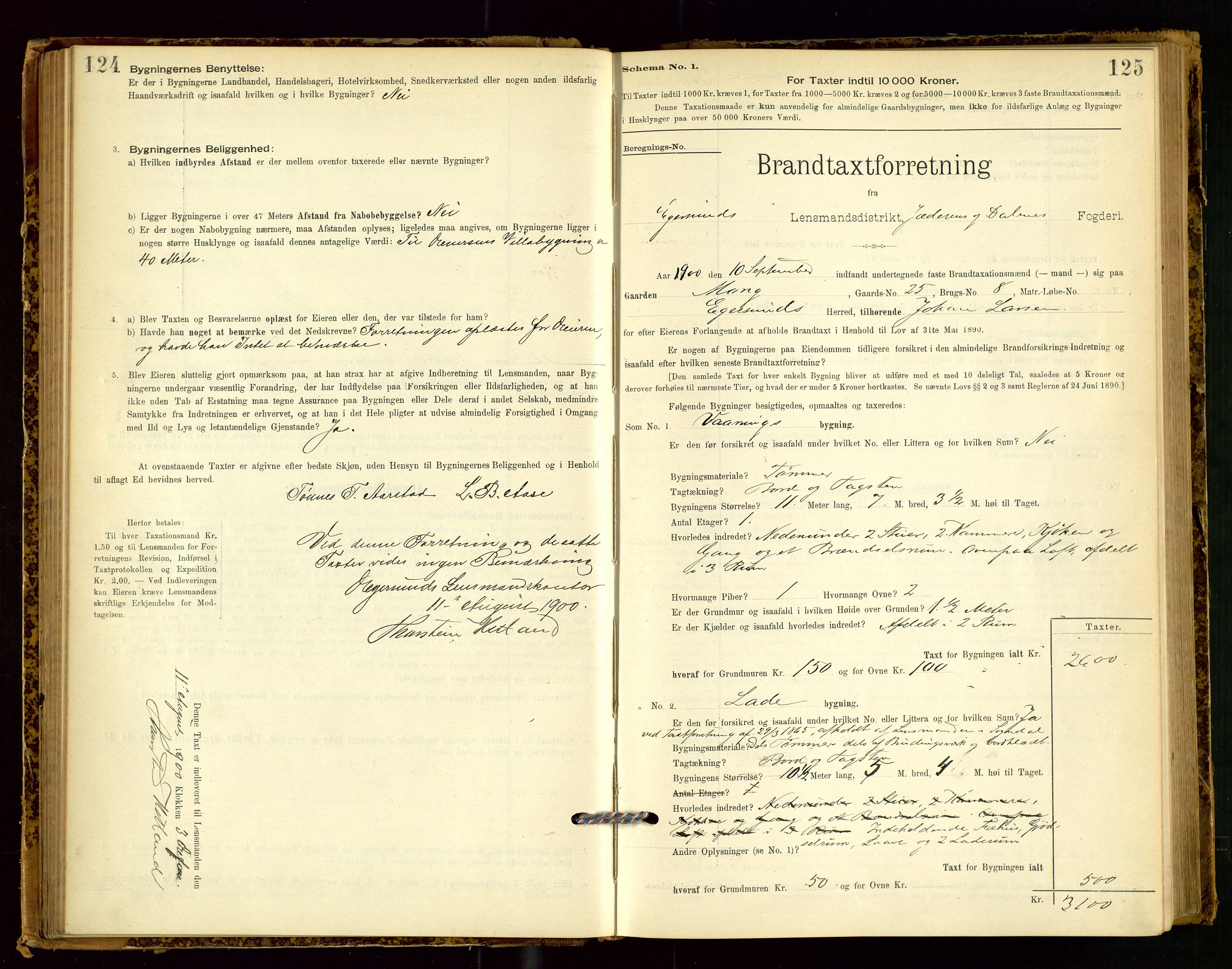 Eigersund lensmannskontor, AV/SAST-A-100171/Gob/L0001: Skjemaprotokoll, 1894-1909, s. 124-125