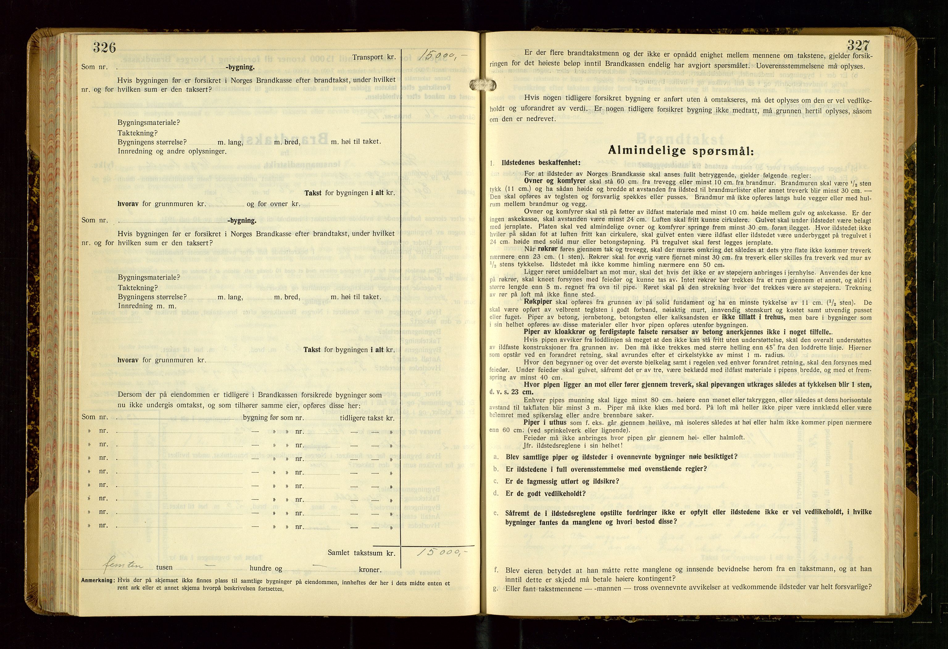 Lund lensmannskontor, AV/SAST-A-100303/Gob/L0006: "Brandtakstprotokoll", 1938-1951, s. 326-327