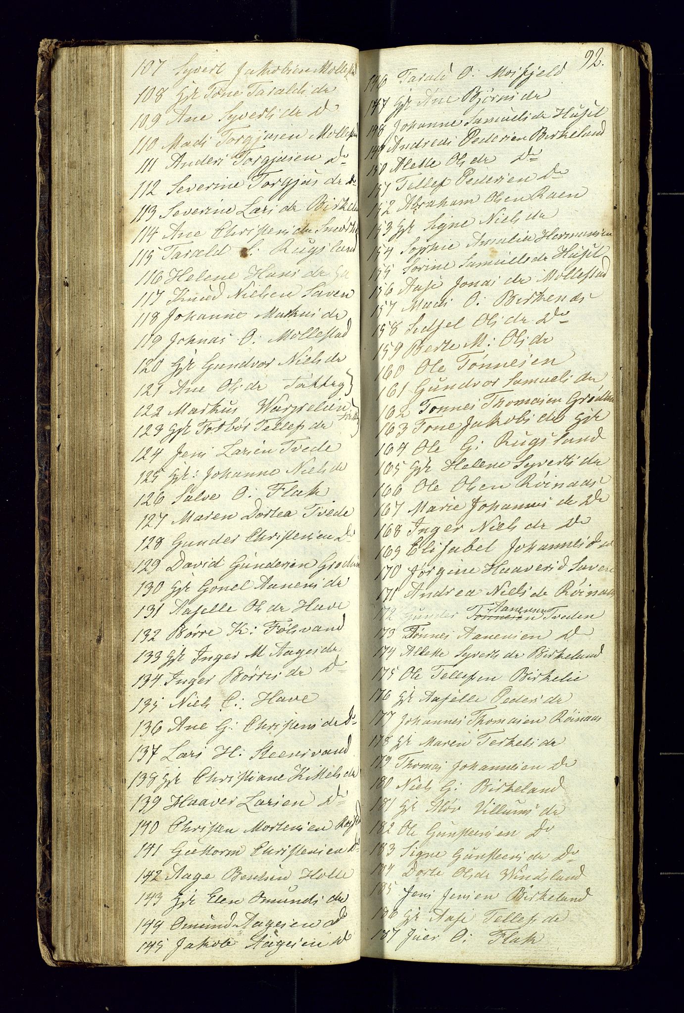 Birkenes sokneprestkontor, AV/SAK-1111-0004/F/Fc/L0002: Kommunikantprotokoll nr. C-2, 1839-1849, s. 92
