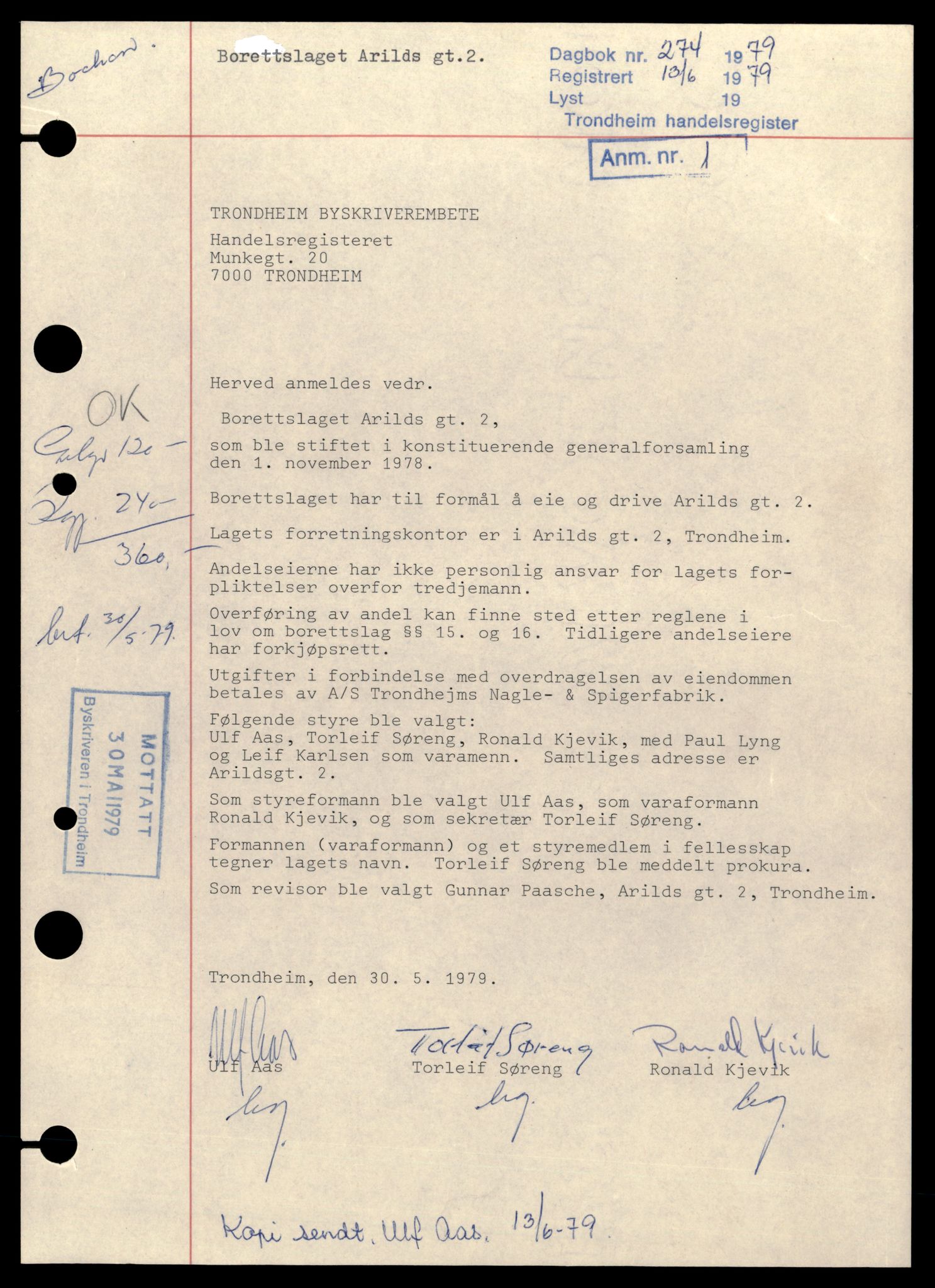 Trondheim byfogd, AV/SAT-A-0003/2/J/Jd/Jdd/L0067: Borettslag, A-Fr, 1944-1990, s. 1