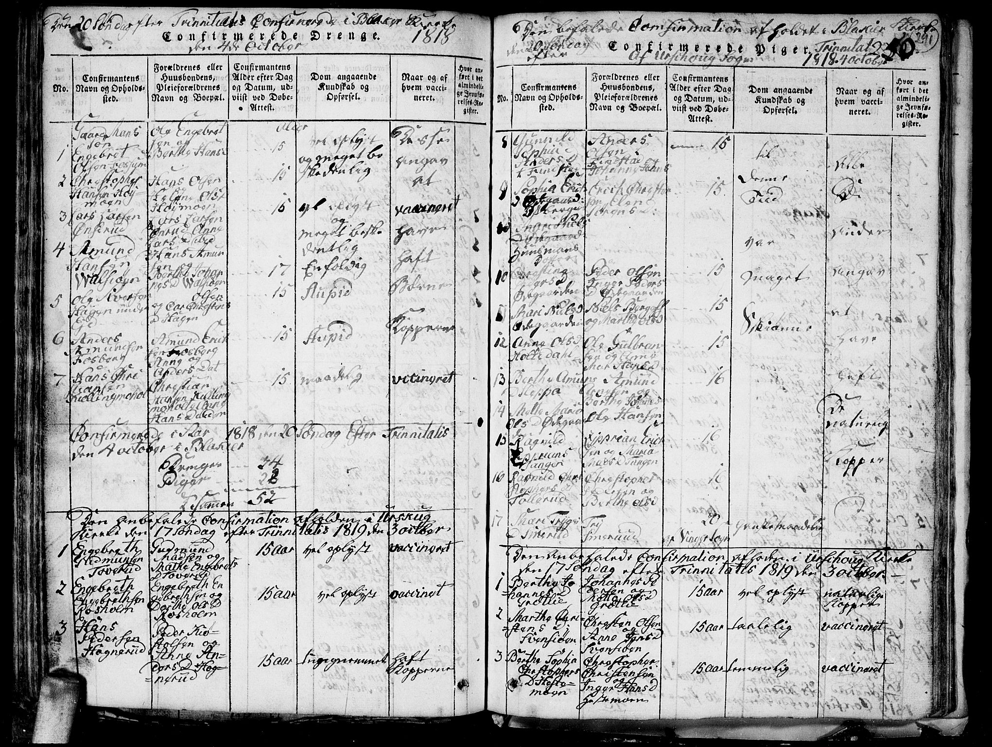 Aurskog prestekontor Kirkebøker, AV/SAO-A-10304a/G/Ga/L0001: Klokkerbok nr. I 1, 1814-1829, s. 291