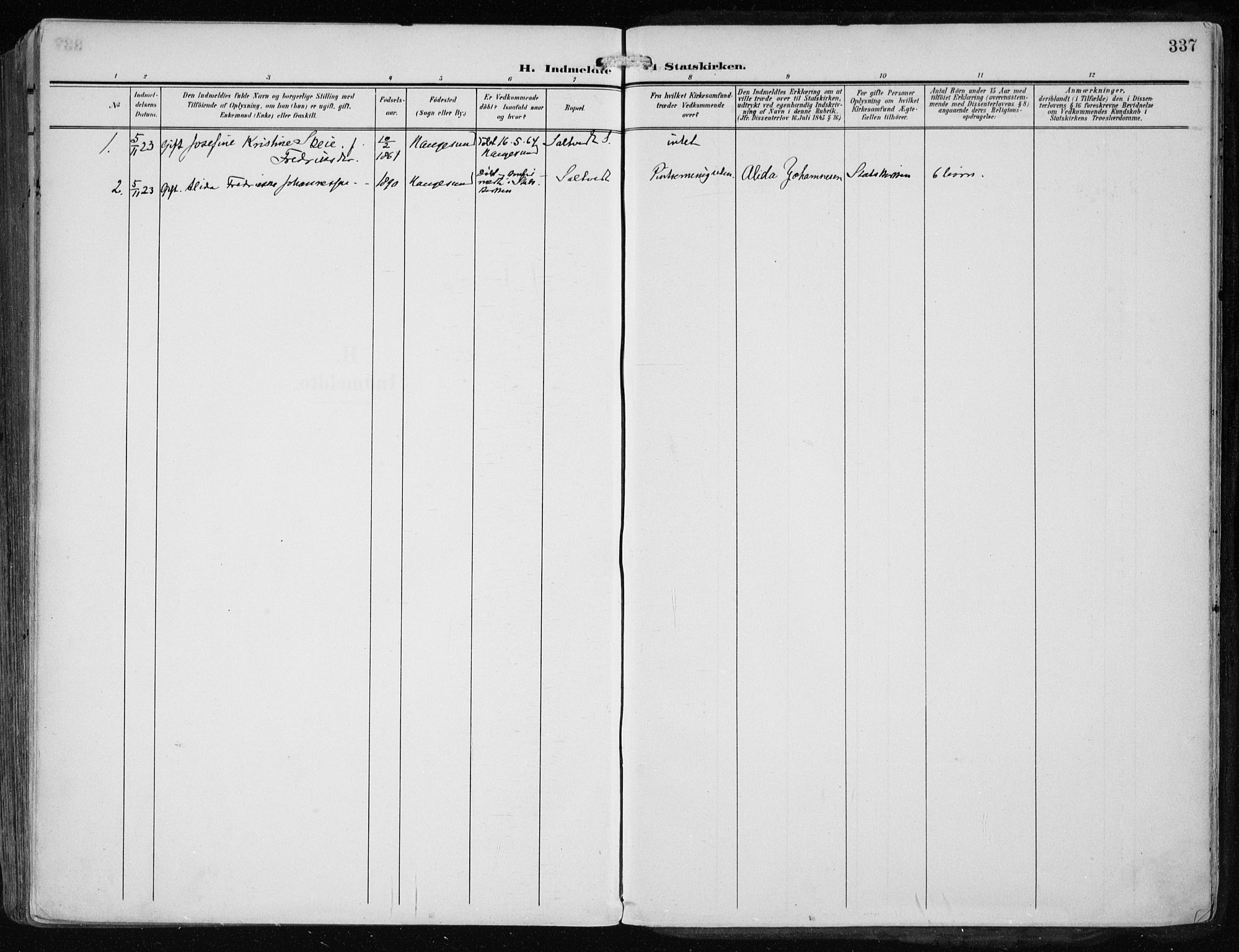 Haugesund sokneprestkontor, AV/SAST-A -101863/H/Ha/Haa/L0010: Ministerialbok nr. A 10, 1909-1935, s. 337