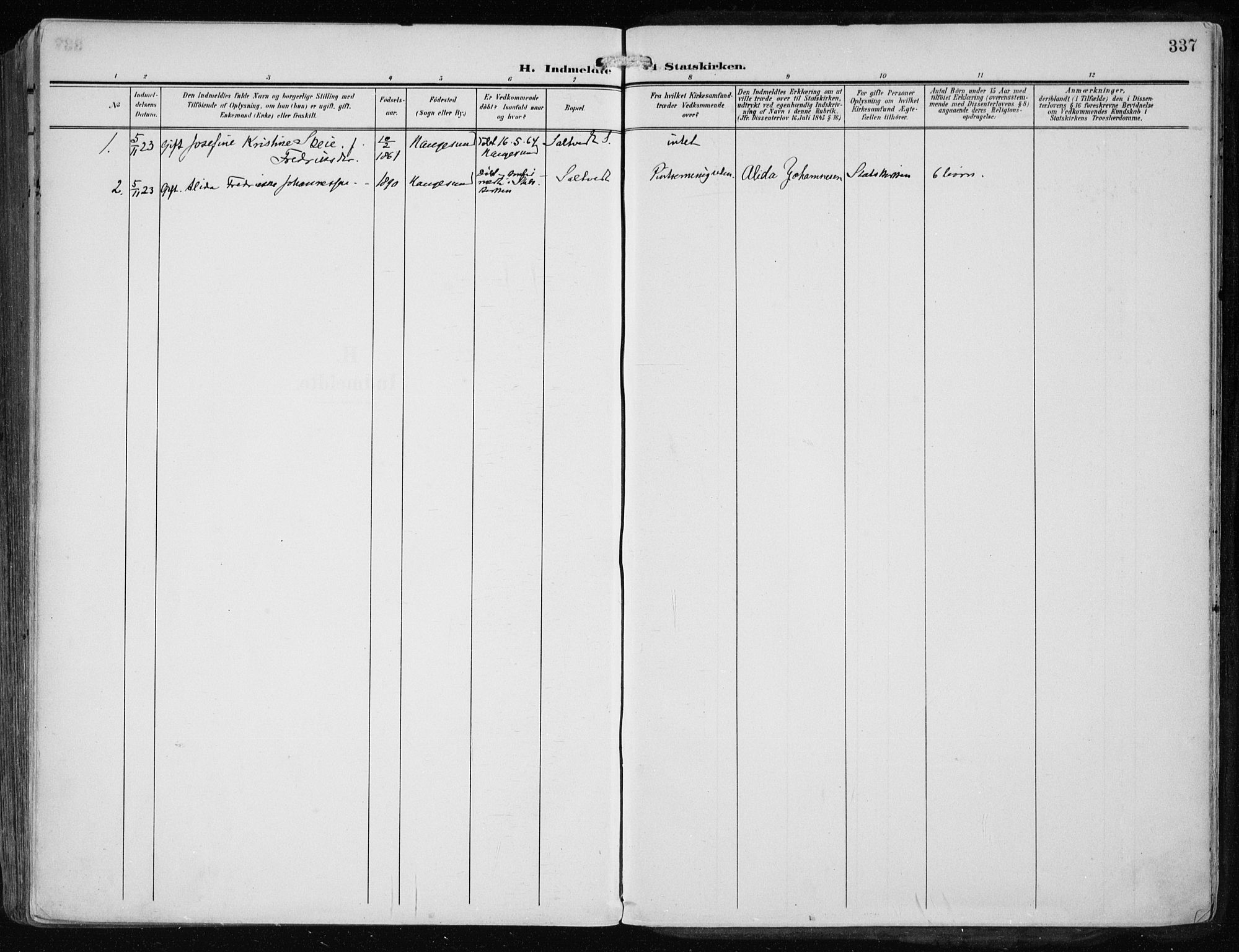 Haugesund sokneprestkontor, SAST/A -101863/H/Ha/Haa/L0010: Ministerialbok nr. A 10, 1909-1935, s. 337