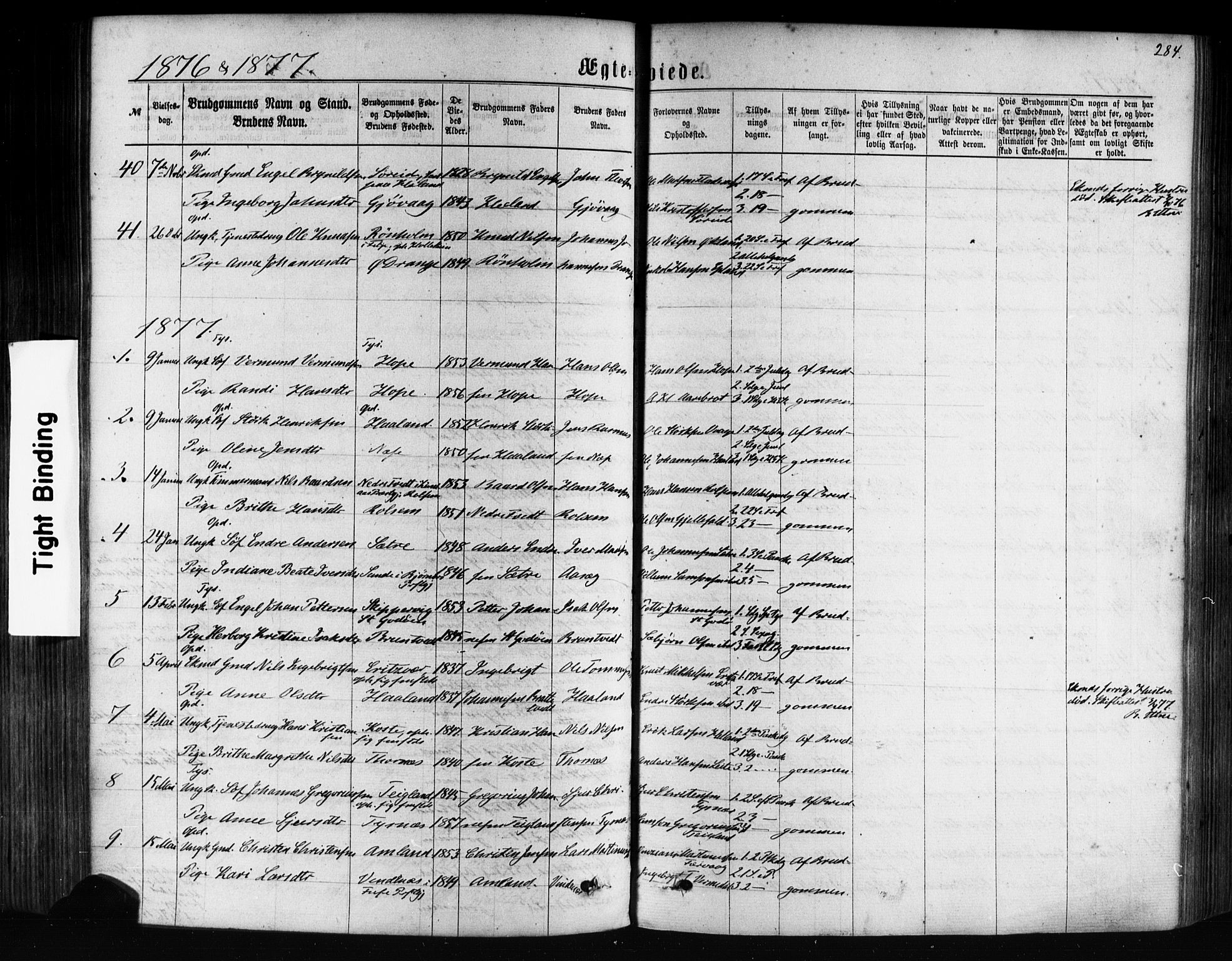 Tysnes sokneprestembete, AV/SAB-A-78601/H/Haa: Ministerialbok nr. A 12, 1872-1886, s. 284