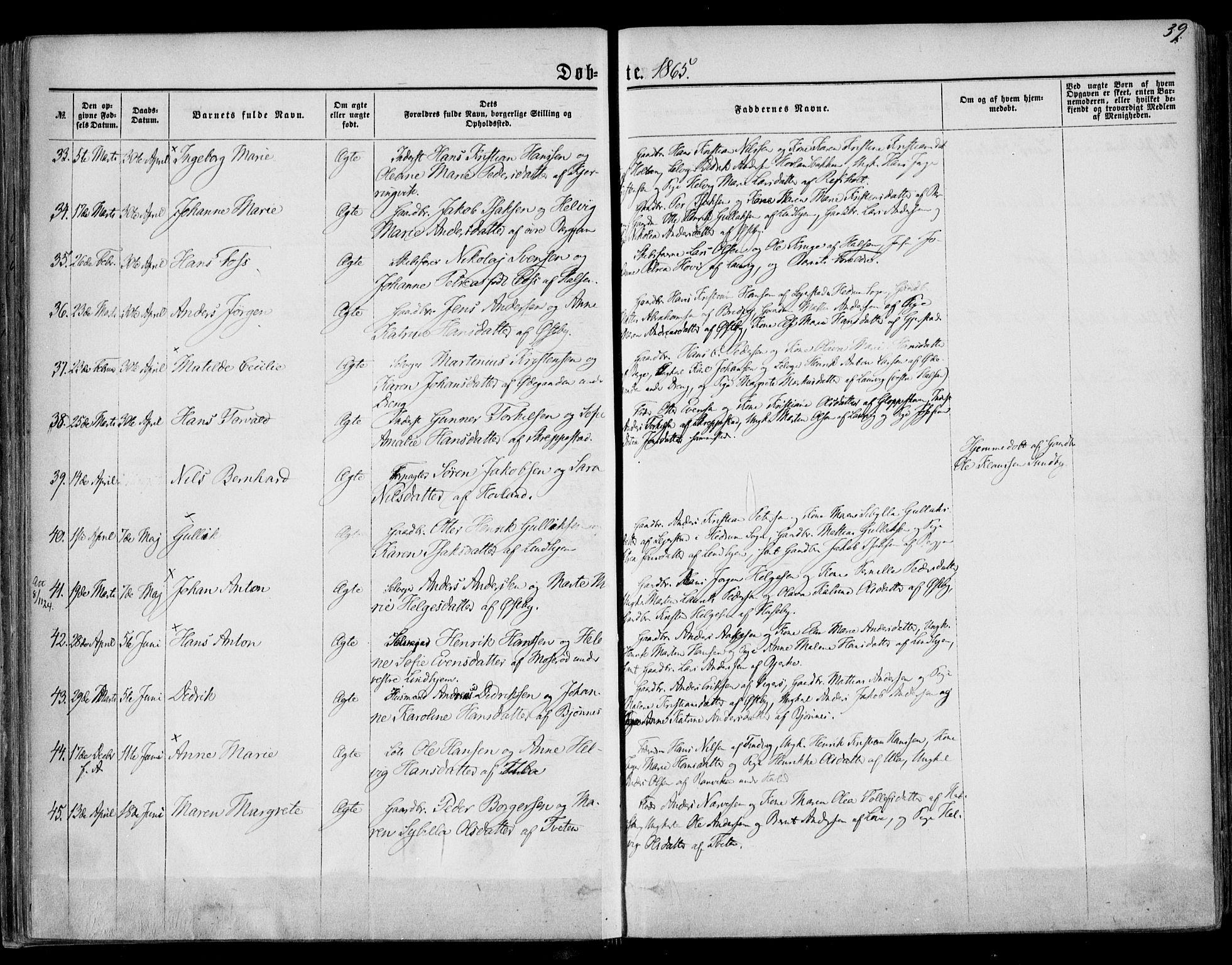 Tjølling kirkebøker, AV/SAKO-A-60/F/Fa/L0007: Ministerialbok nr. 7, 1860-1876, s. 39